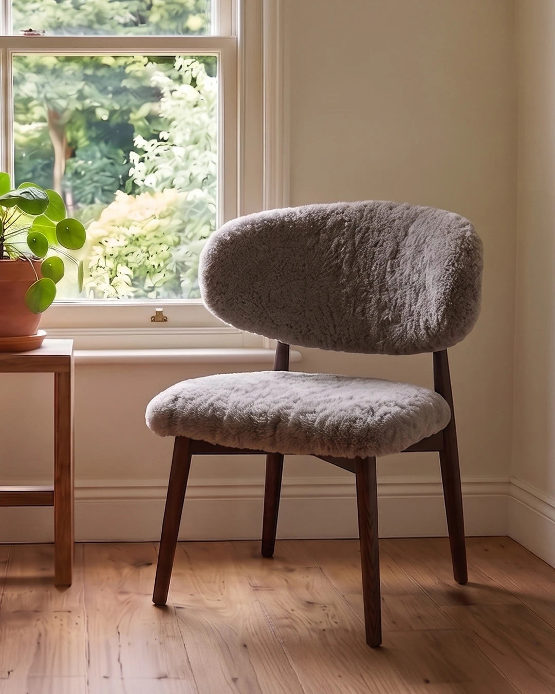 Genuine Short Fur Sheepskin Dining Chair (set of 2)
