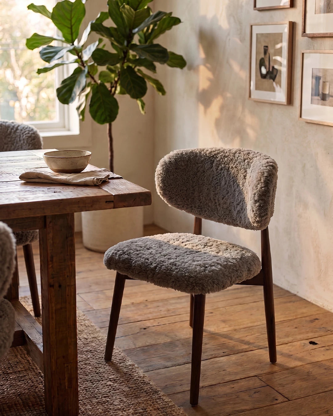 Genuine Short Fur Sheepskin Dining Chair (set of 2)