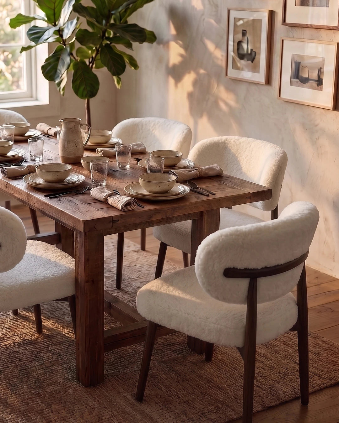Genuine Short Fur Sheepskin Dining Chair (set of 2)