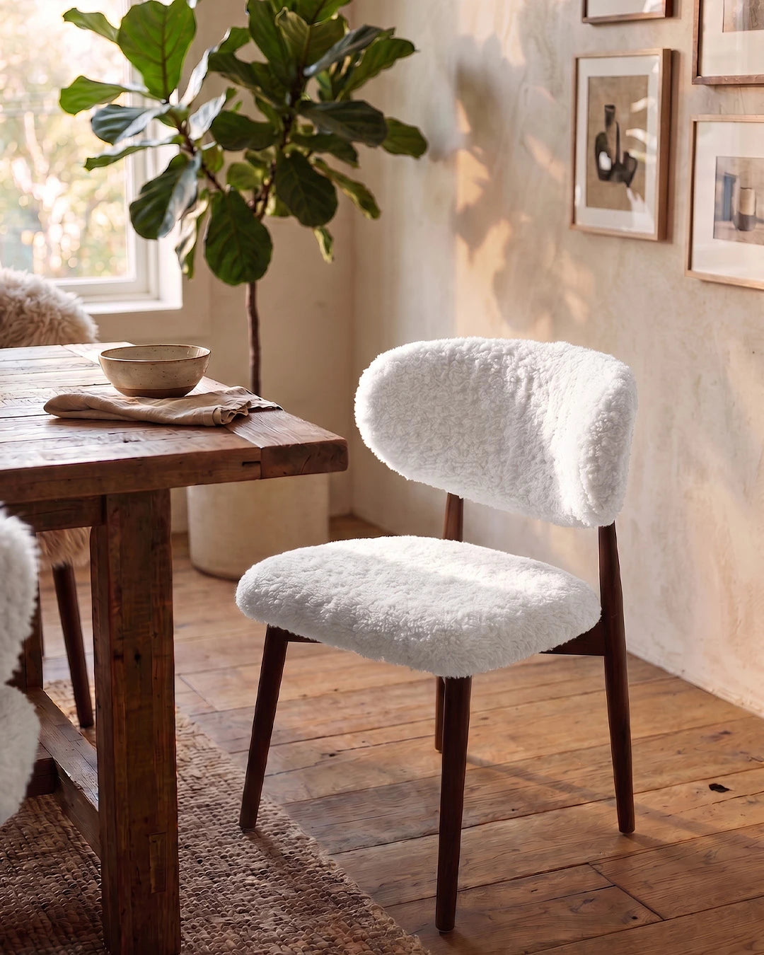 Genuine Short Fur Sheepskin Dining Chair (set of 2)