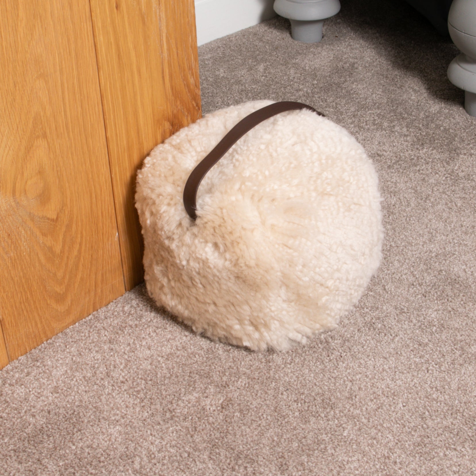 Beige Sheepskin Doorstop