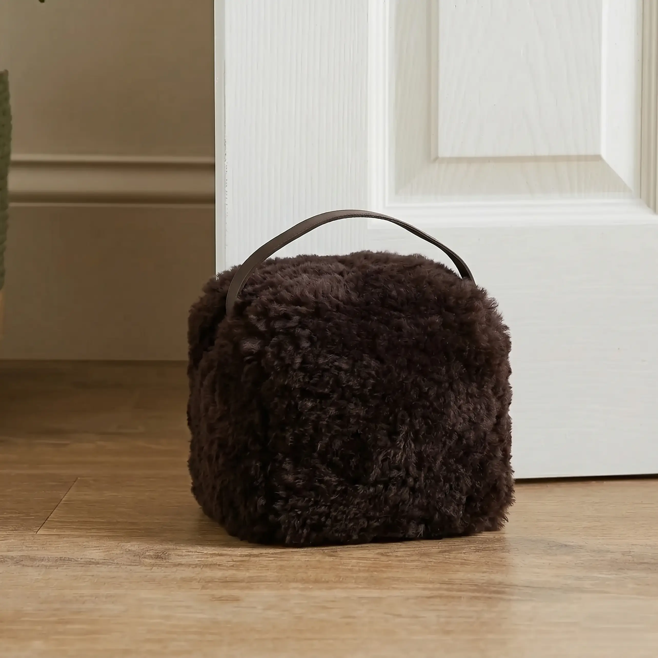 Chocolate Brown Sheepskin Doorstop