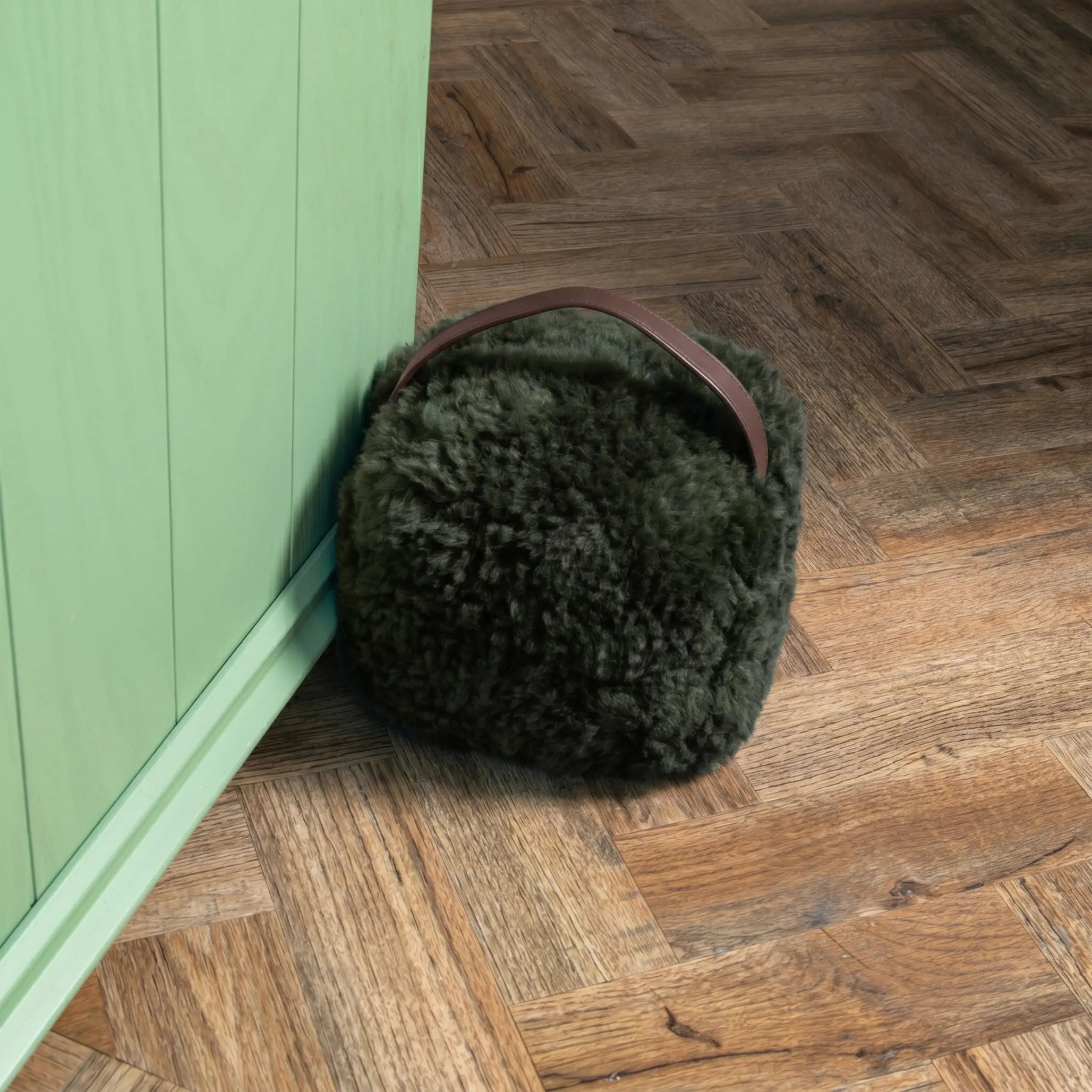 Forest Green Sheepskin Doorstop