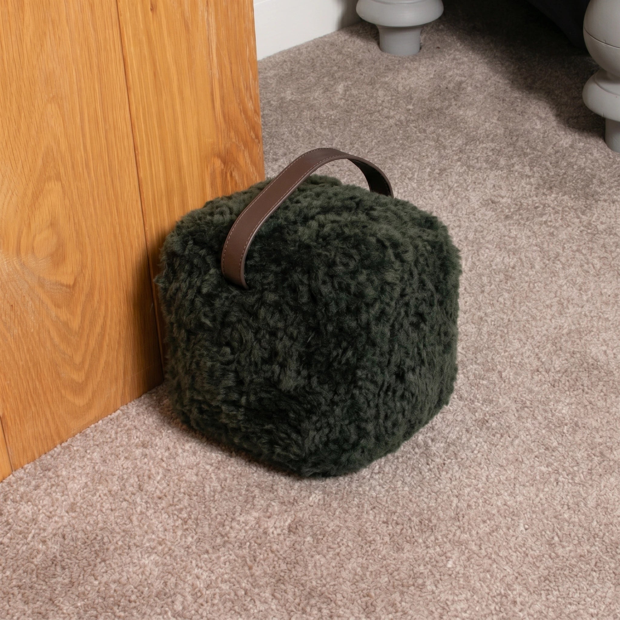 Forest Green Sheepskin Doorstop