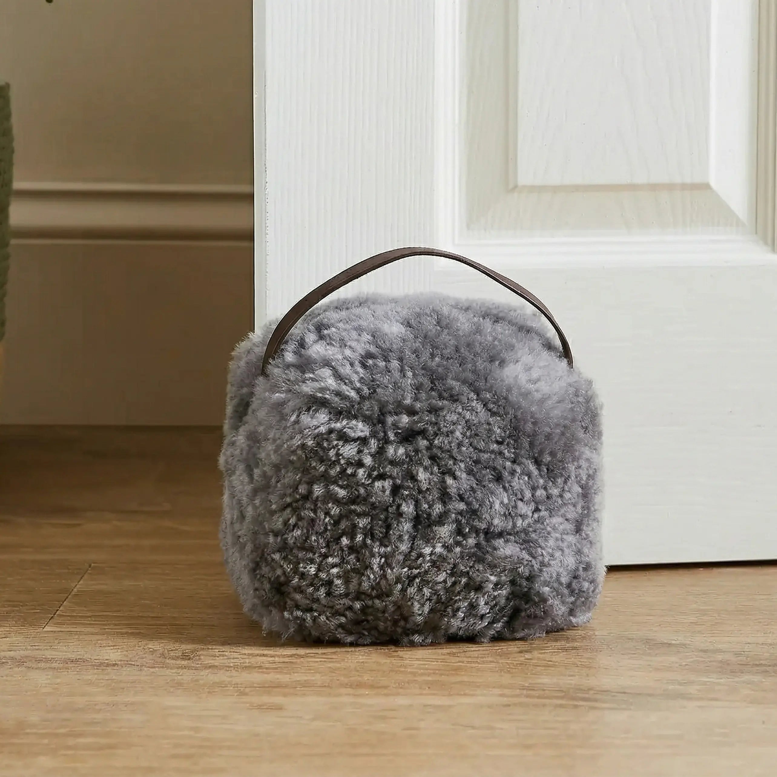 Grey Sheepskin Doorstop