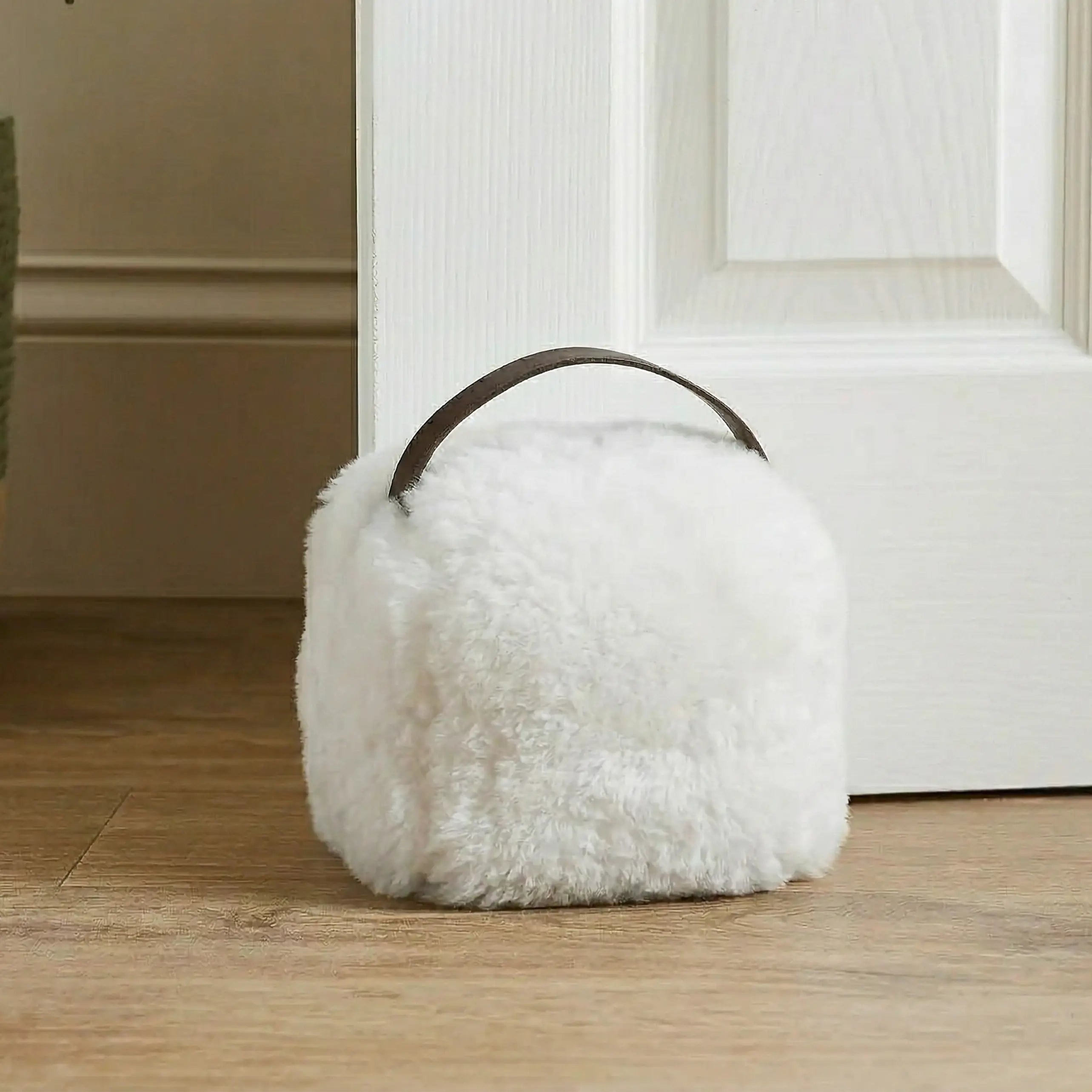 White Sheepskin Doorstop