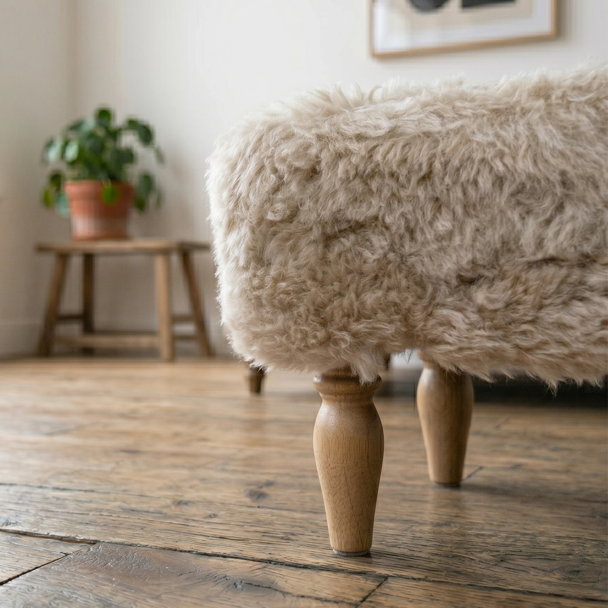 Shearling Lambskin Champagne Stool