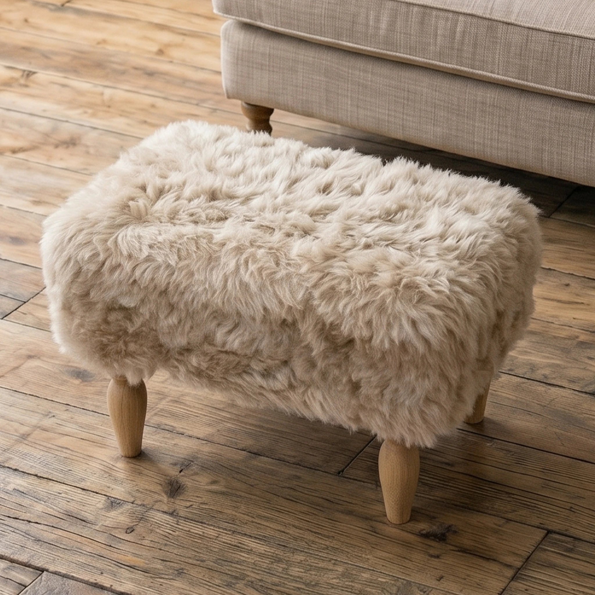 Shearling Lambskin Champagne Stool