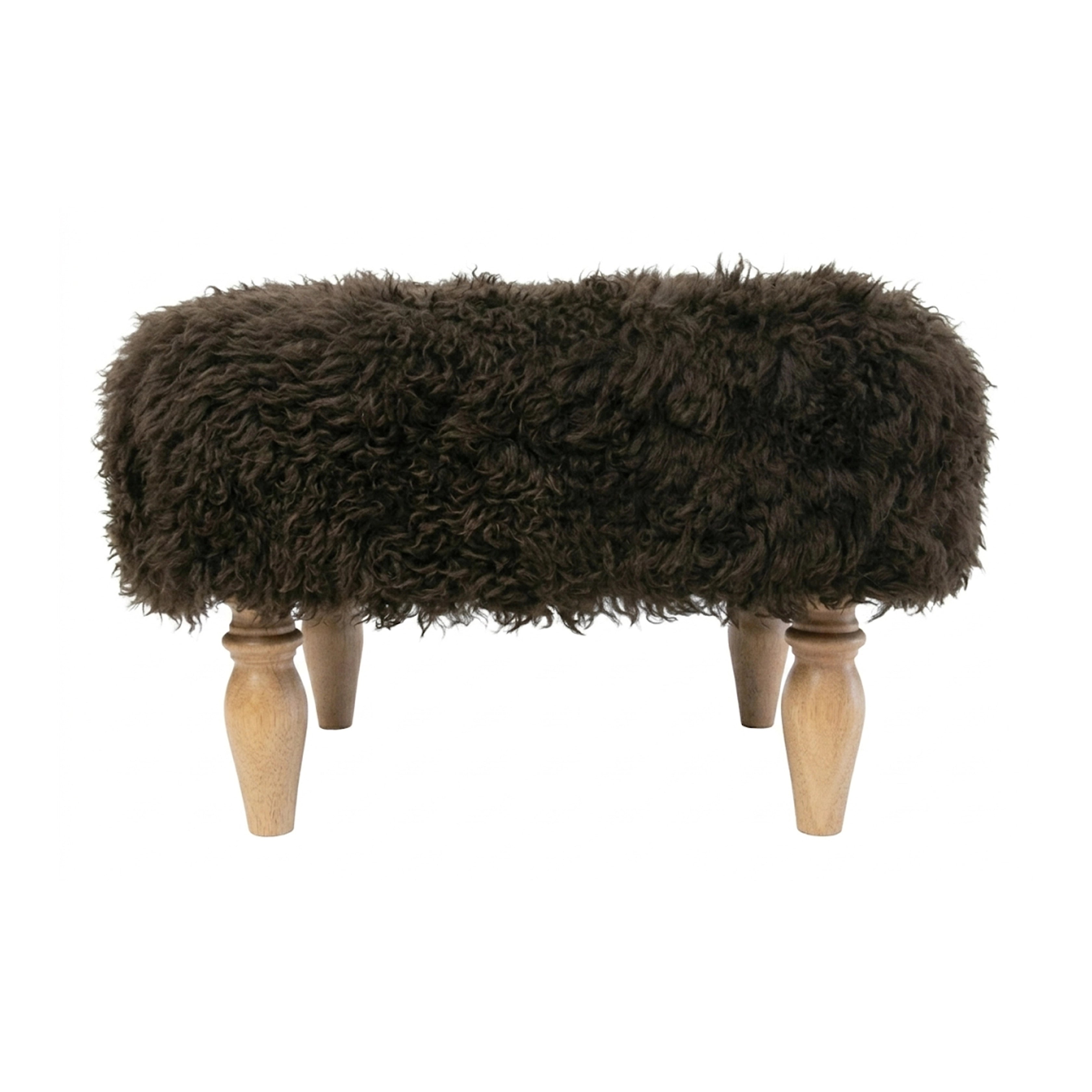 Shearling Lambskin Chocolate Brown Stool