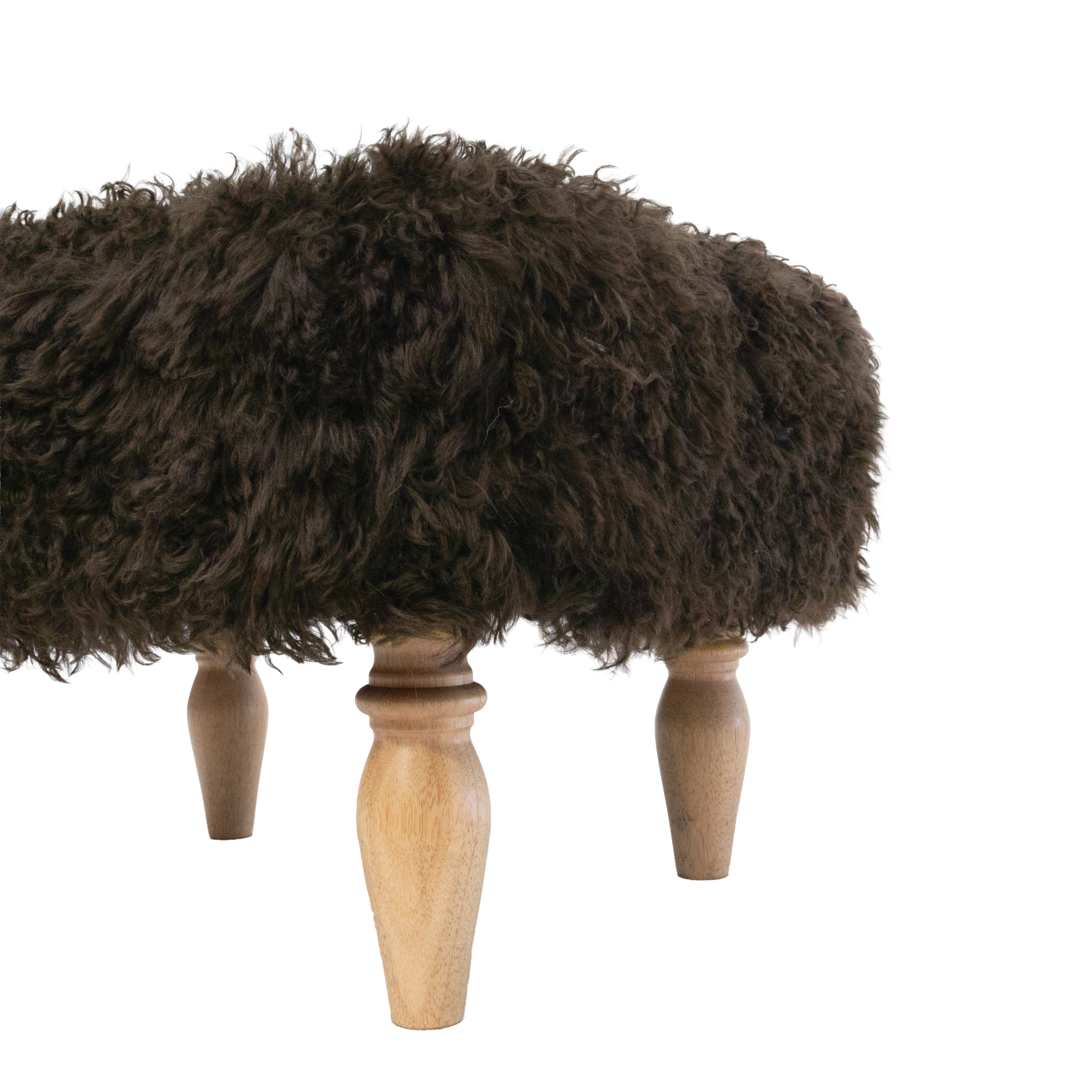 Shearling Lambskin Chocolate Brown Stool
