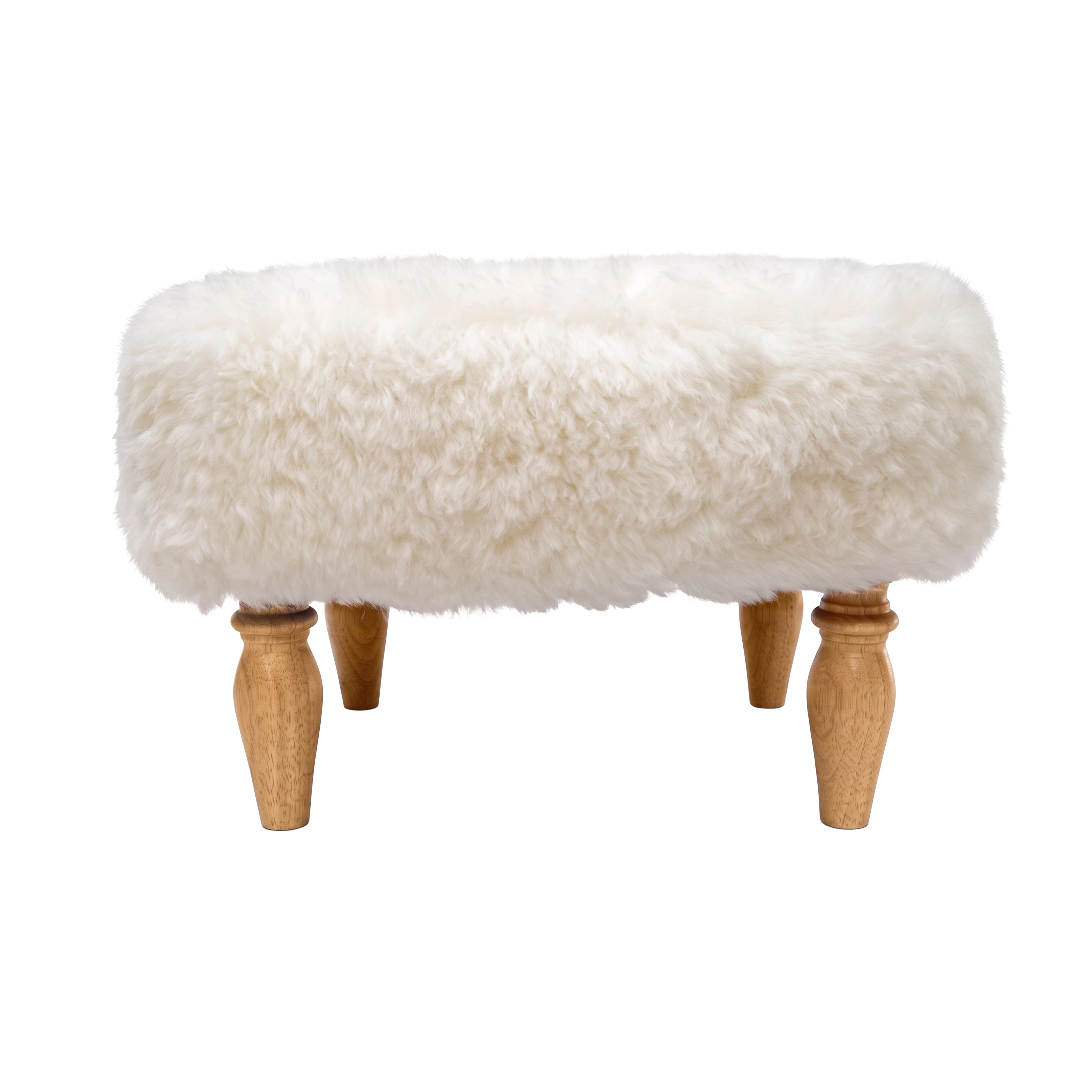 Shearling Lambskin Ivory White Stool