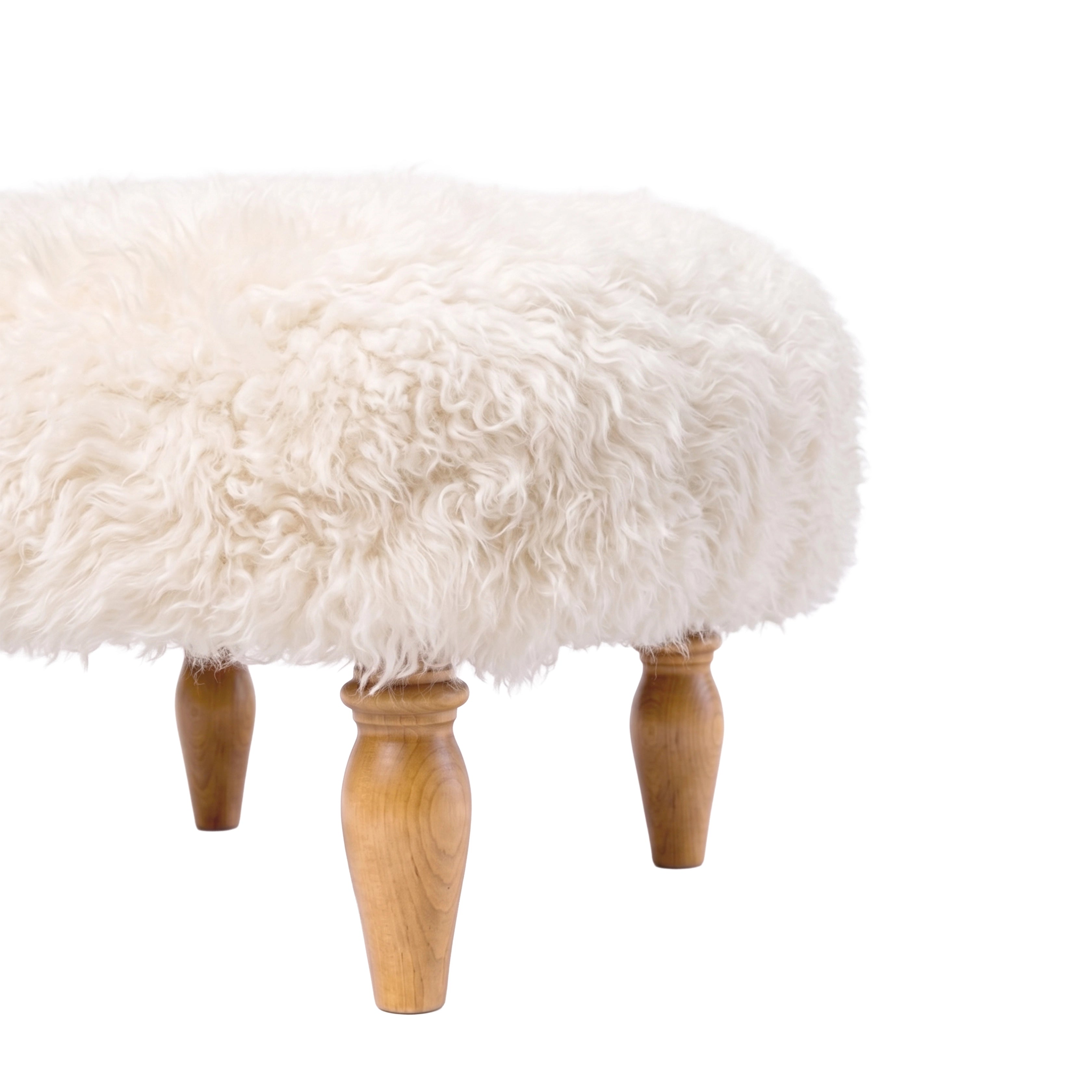 Shearling Lambskin Ivory White Stool