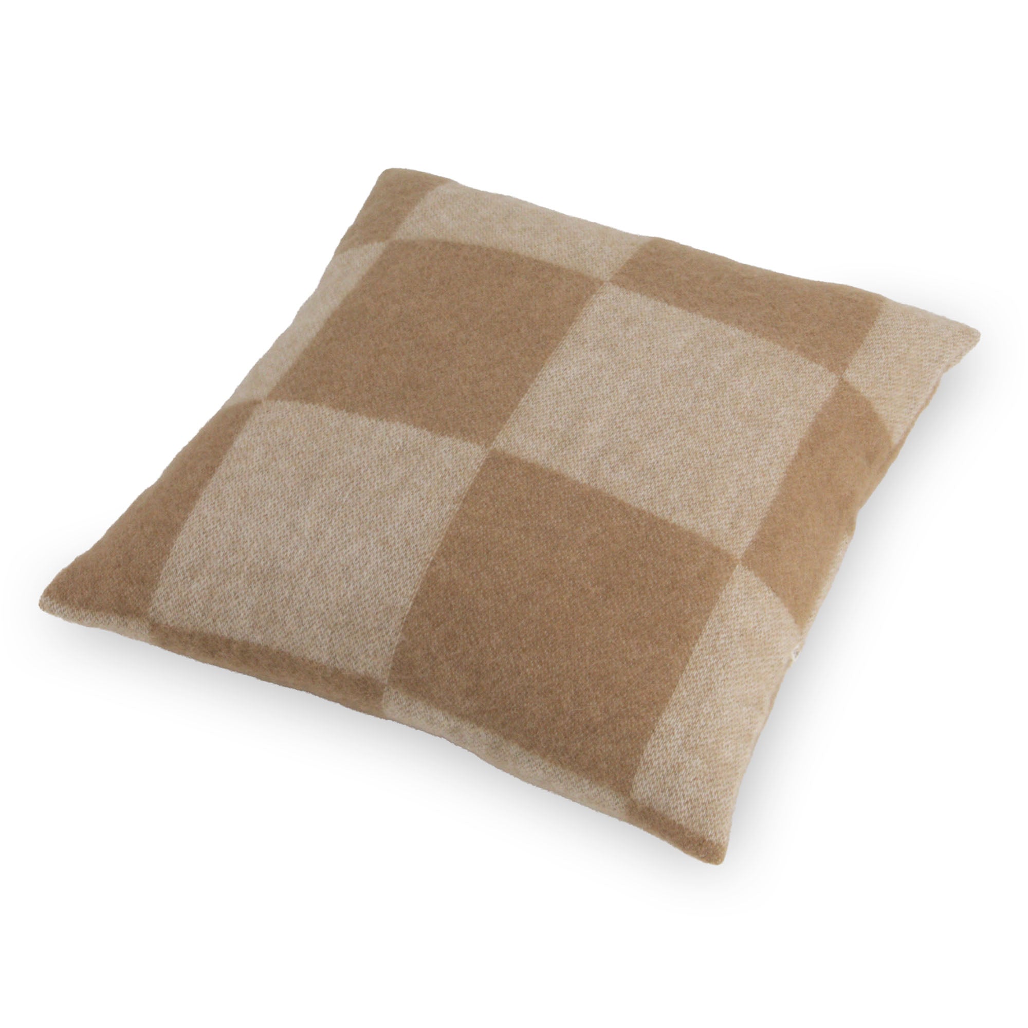 Checkerboard Beige Wool Cushion 45x45cm