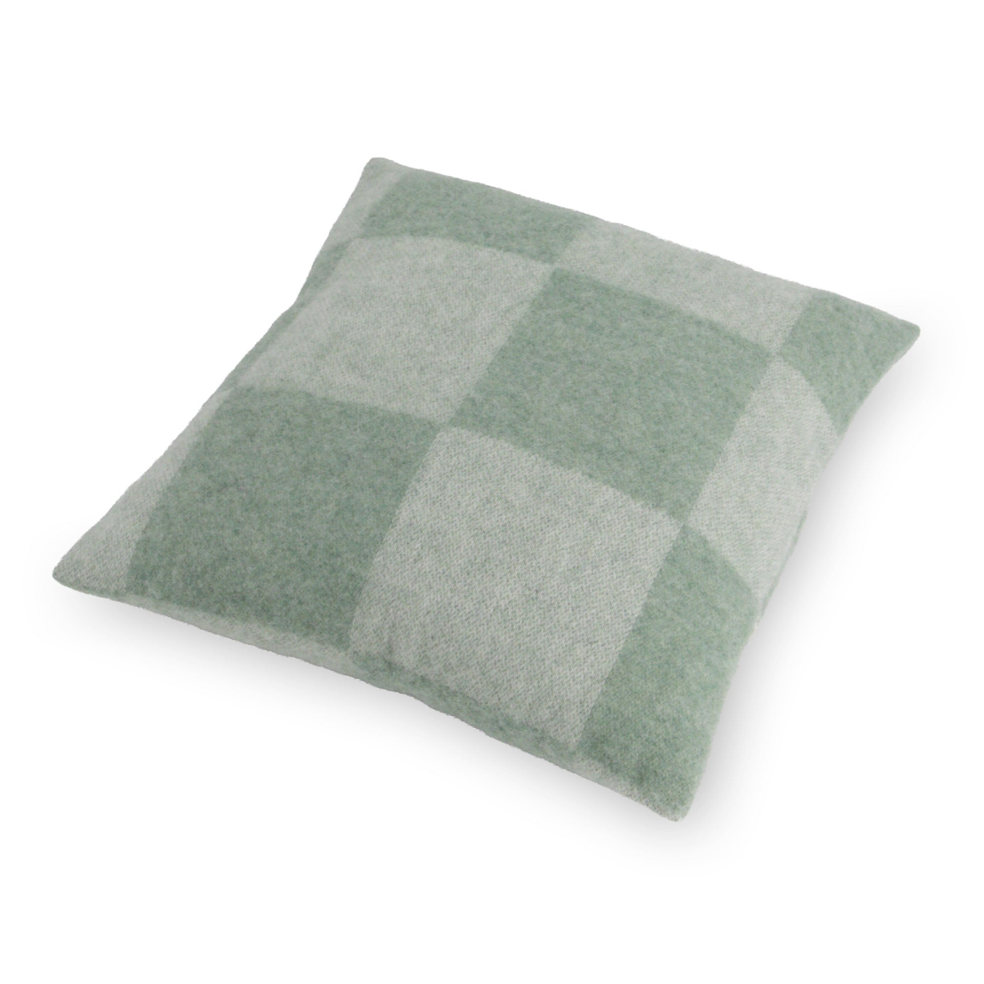 Checkerboard Green Wool Cushion 45x45cm