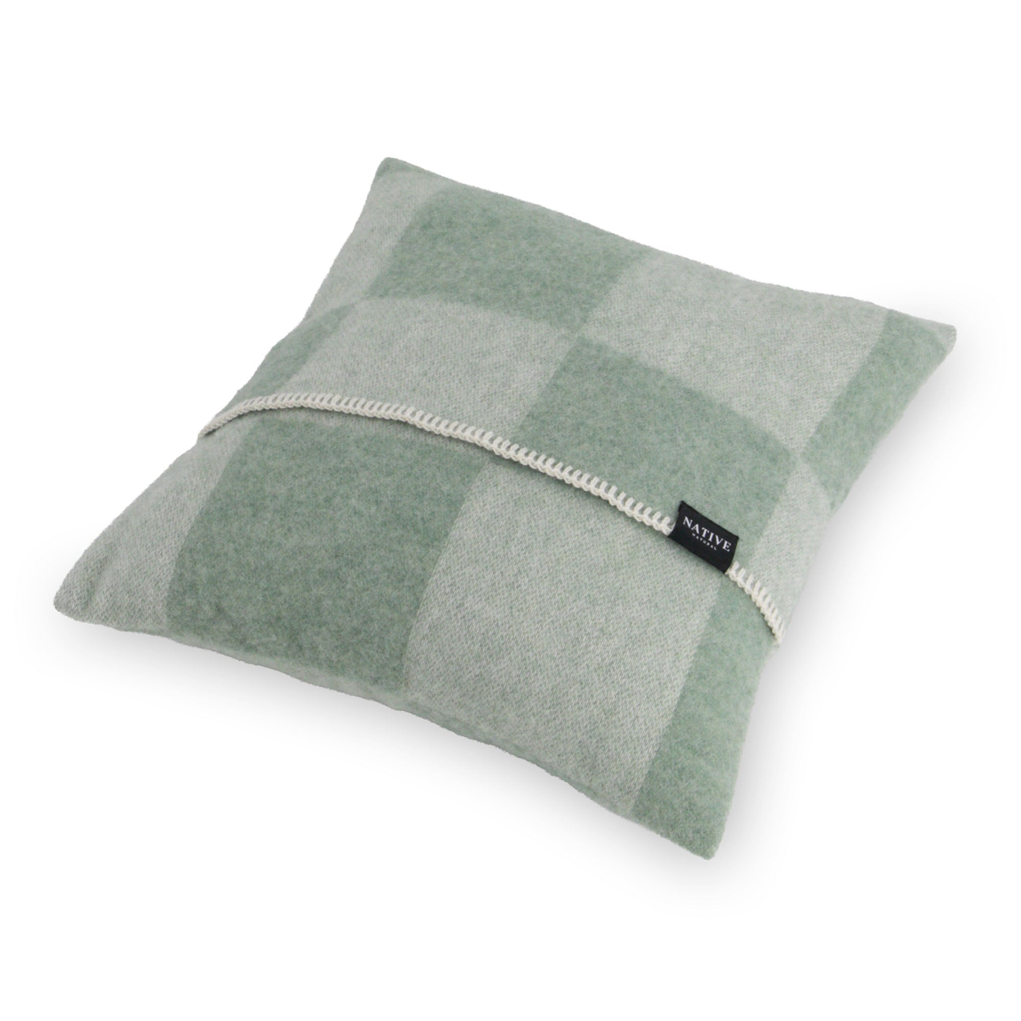 Checkerboard Green Wool Cushion 45x45cm