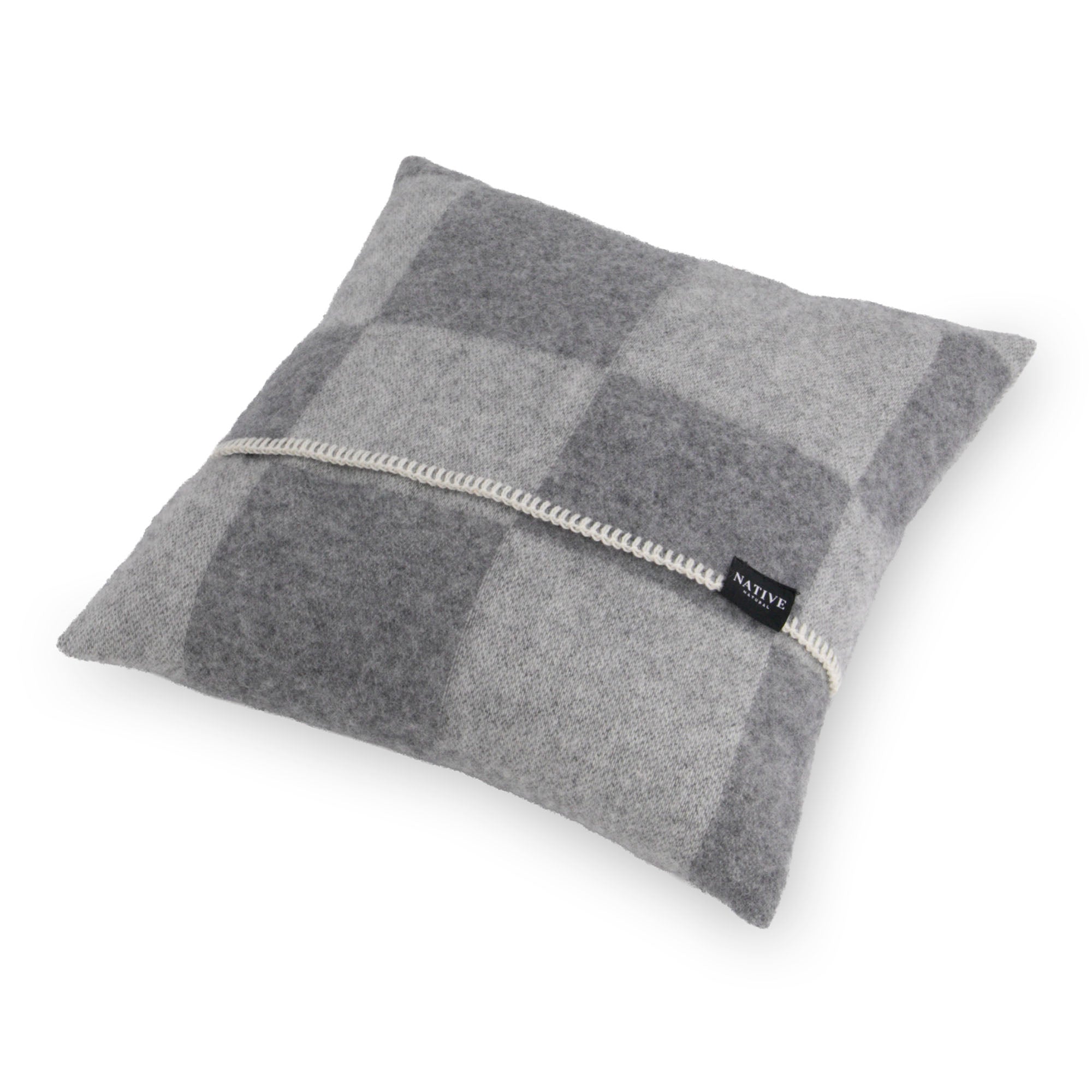 Checkerboard Grey Wool Cushion 45x45cm