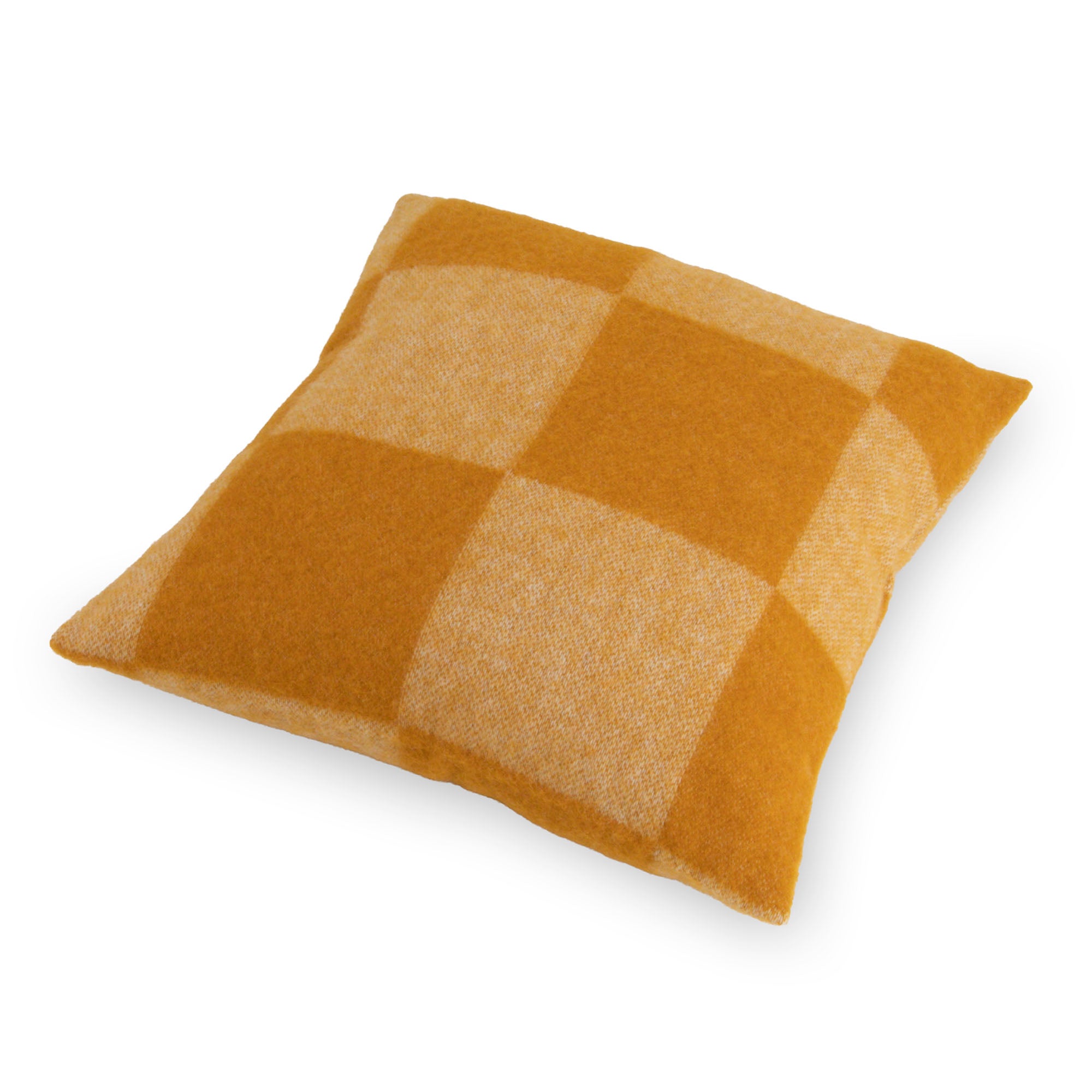 Checkerboard Orange Wool Cushion 45x45cm