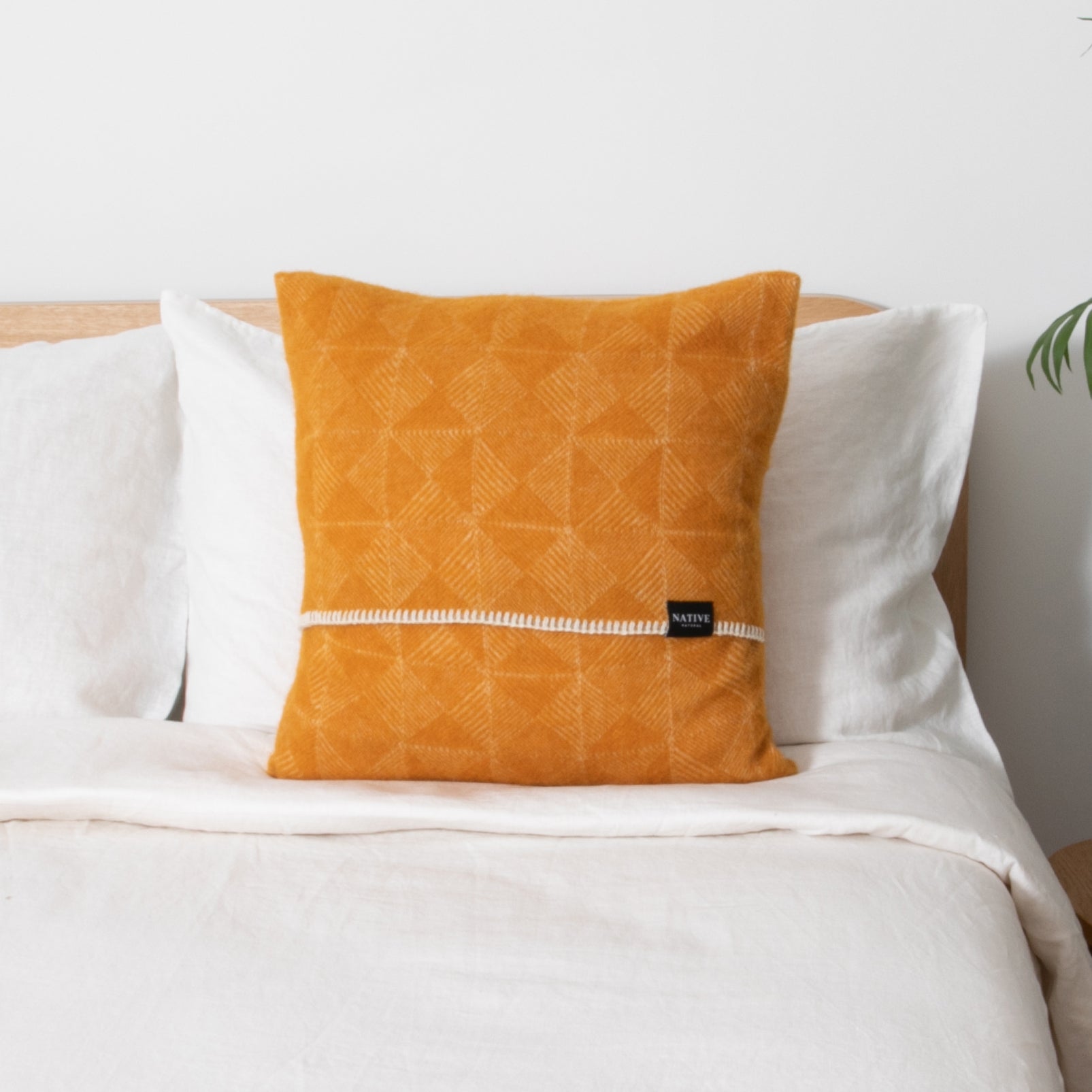 Diamond Mustard Wool Cushion 45x45cm