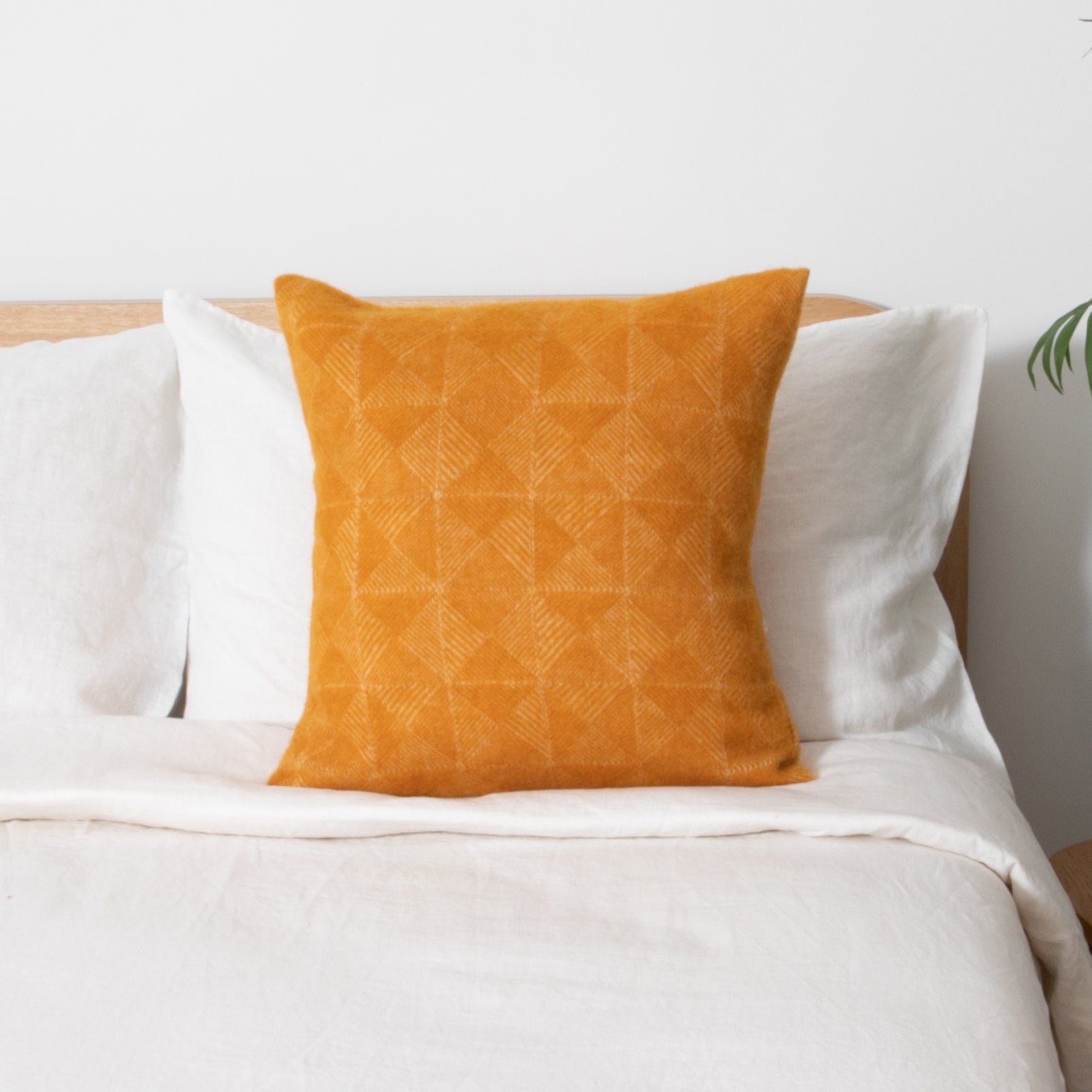 Diamond Mustard Wool Cushion 45x45cm