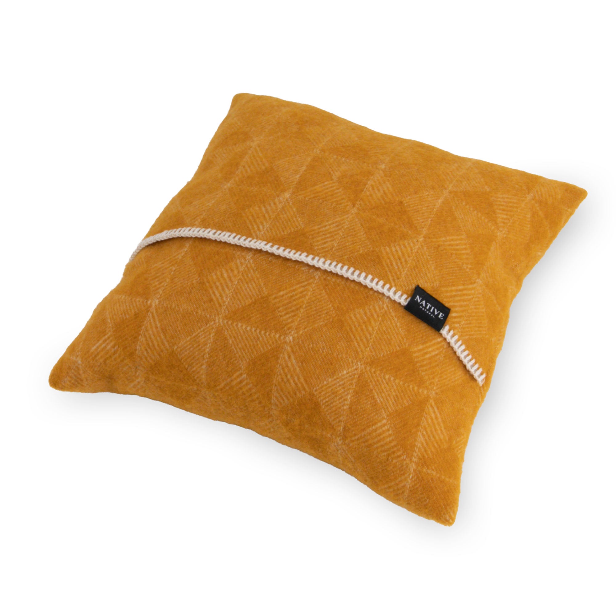 Diamond Mustard Wool Cushion 45x45cm