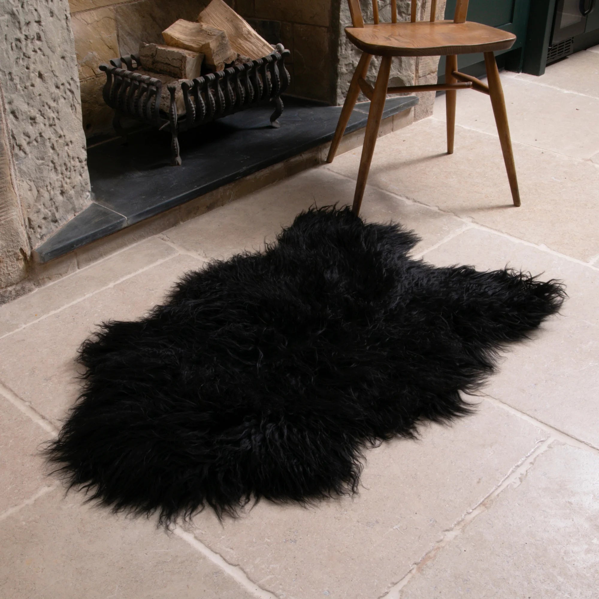 Black Icelandic Sheepskin Rug