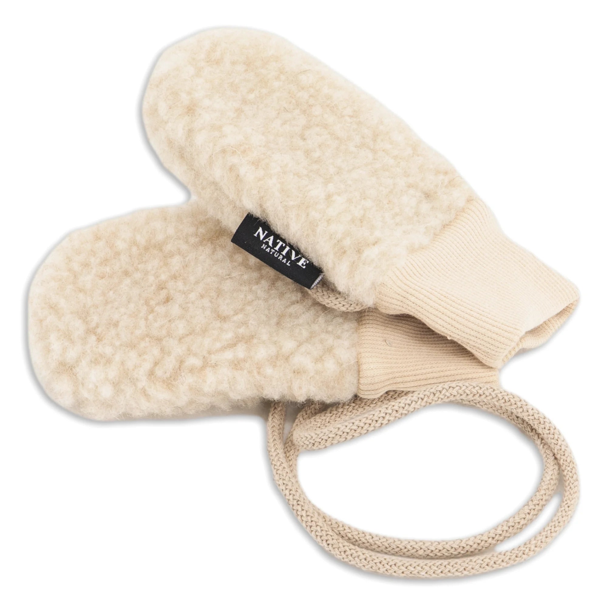 Baby Merino Wool Mittens with Cord