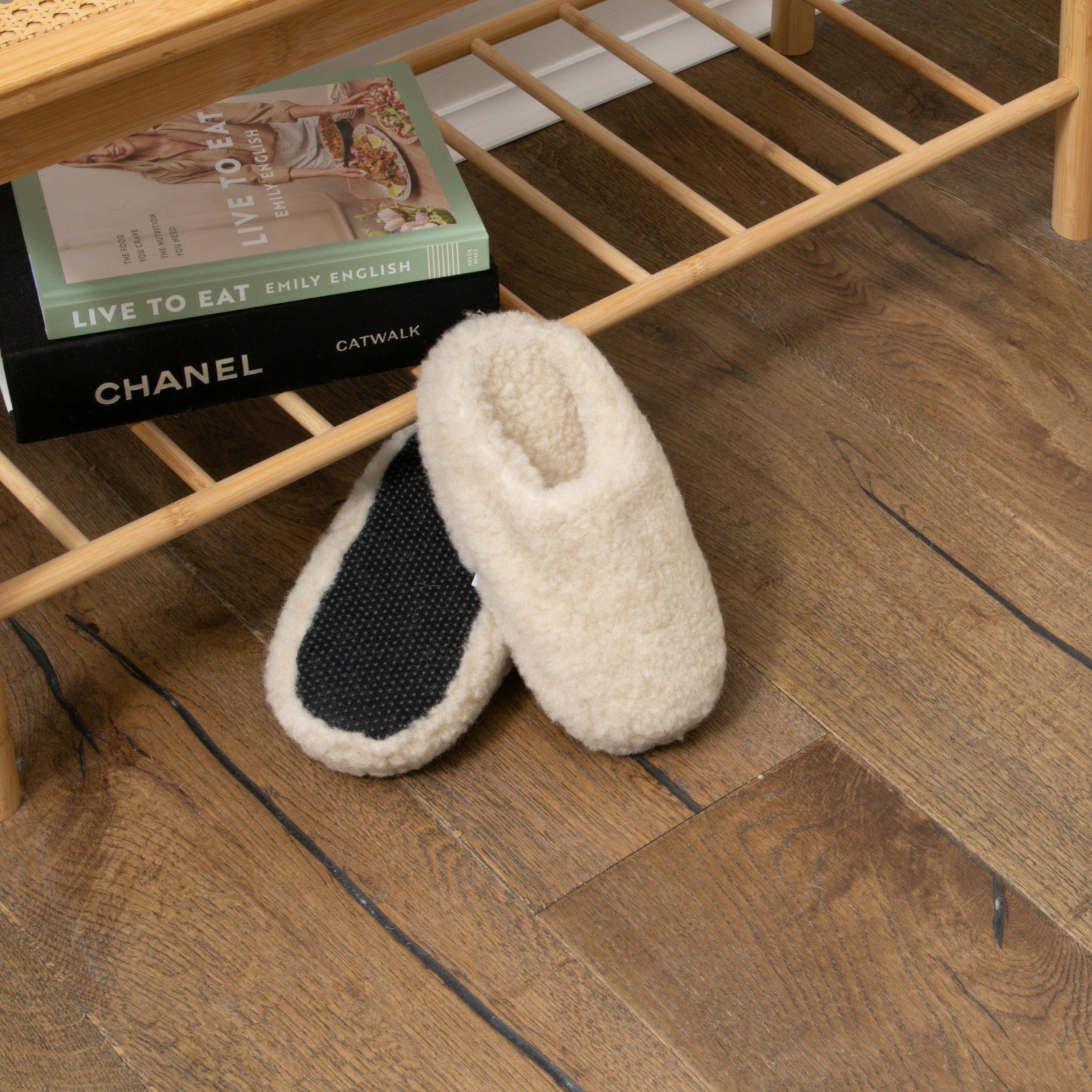 Beige Merino Wool Slippers