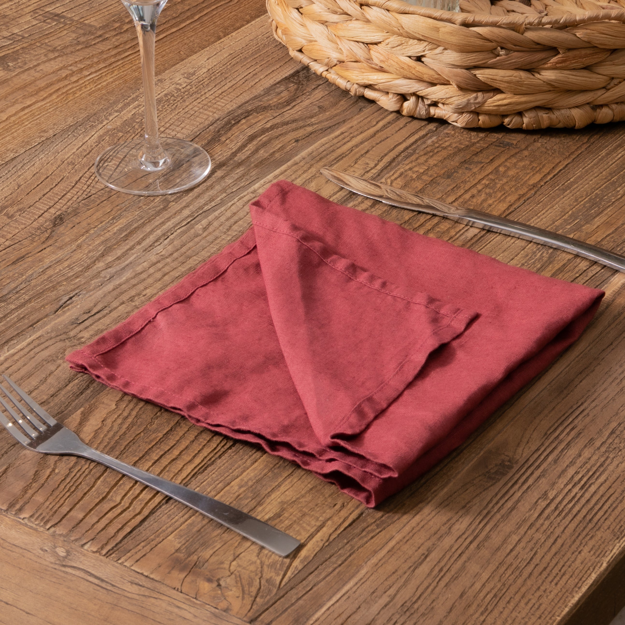 Brick Red Set of 4 100% Linen Napkins