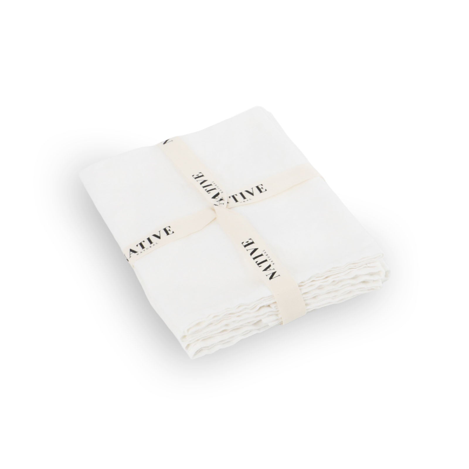 White Set of 4 100% Linen Napkins