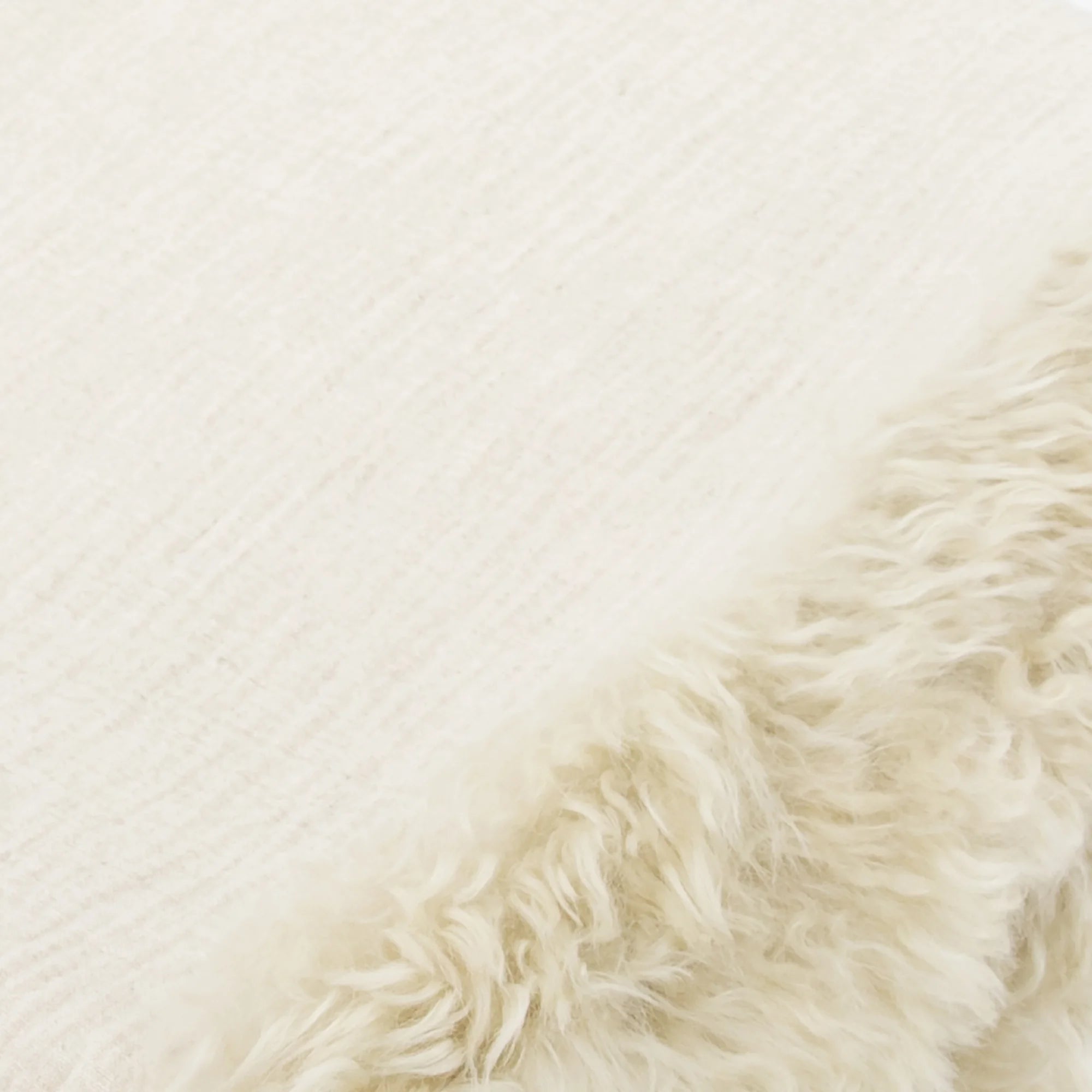 Beige Linen Blanket Sheepskin Trim