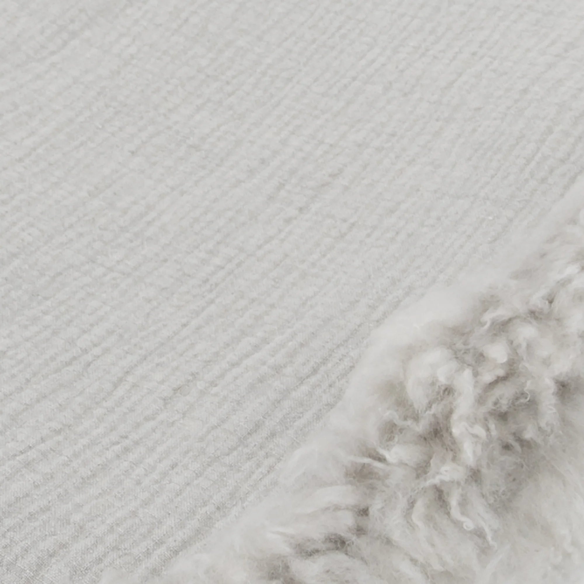Grey Linen Blanket Sheepskin Trim