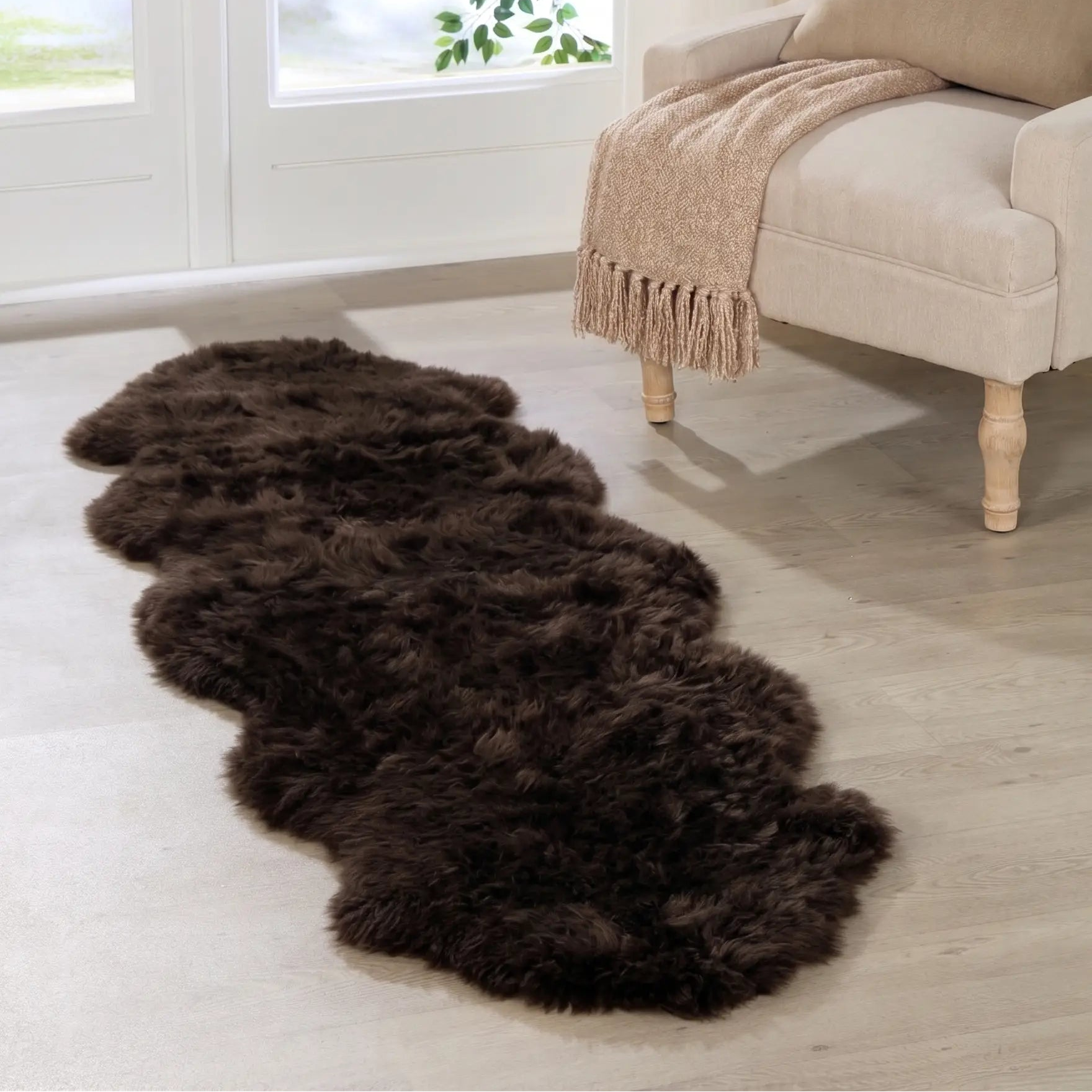 Chocolate Brown Double Sheepskin Rug