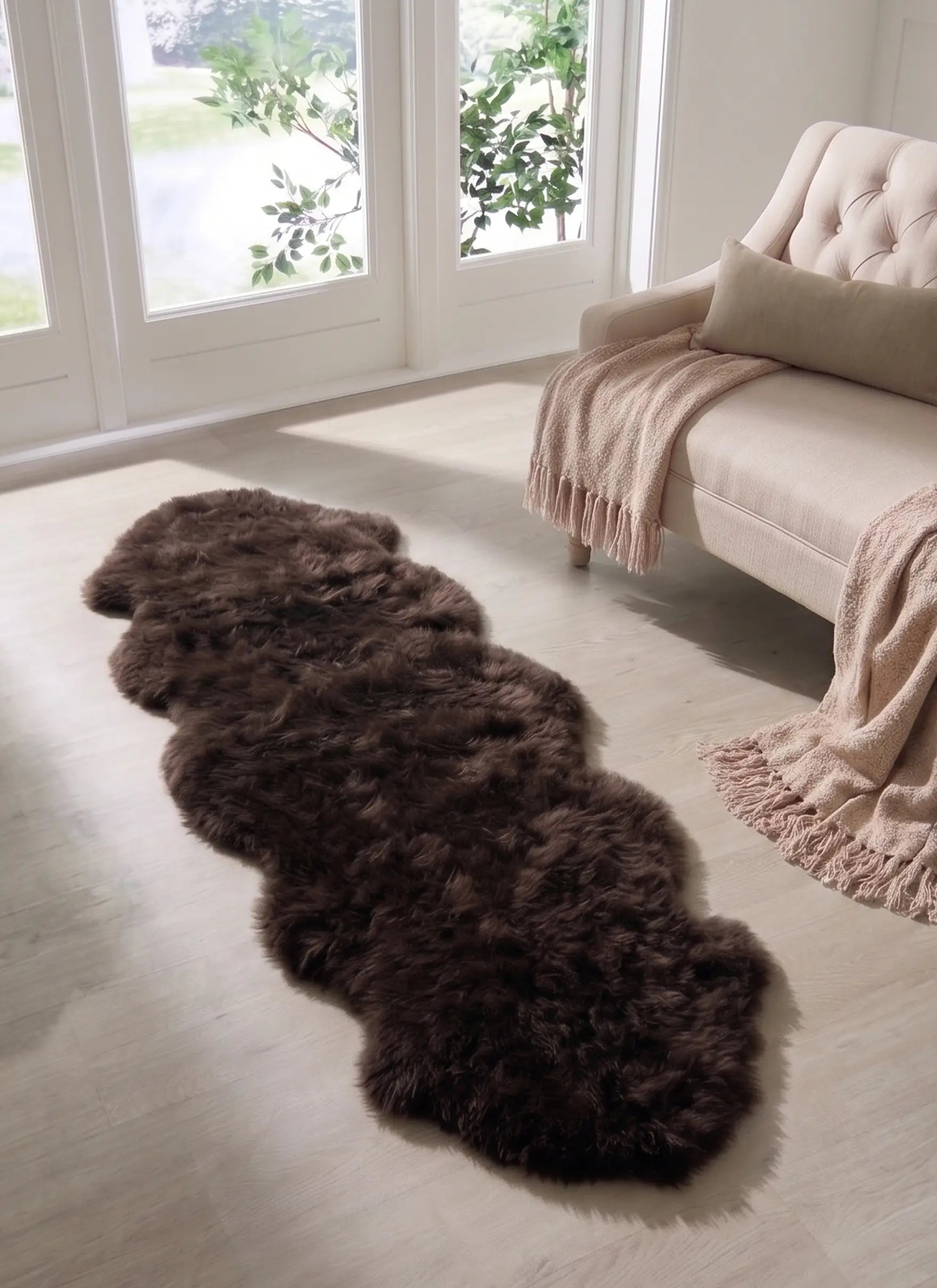 Chocolate Brown Double Sheepskin Rug