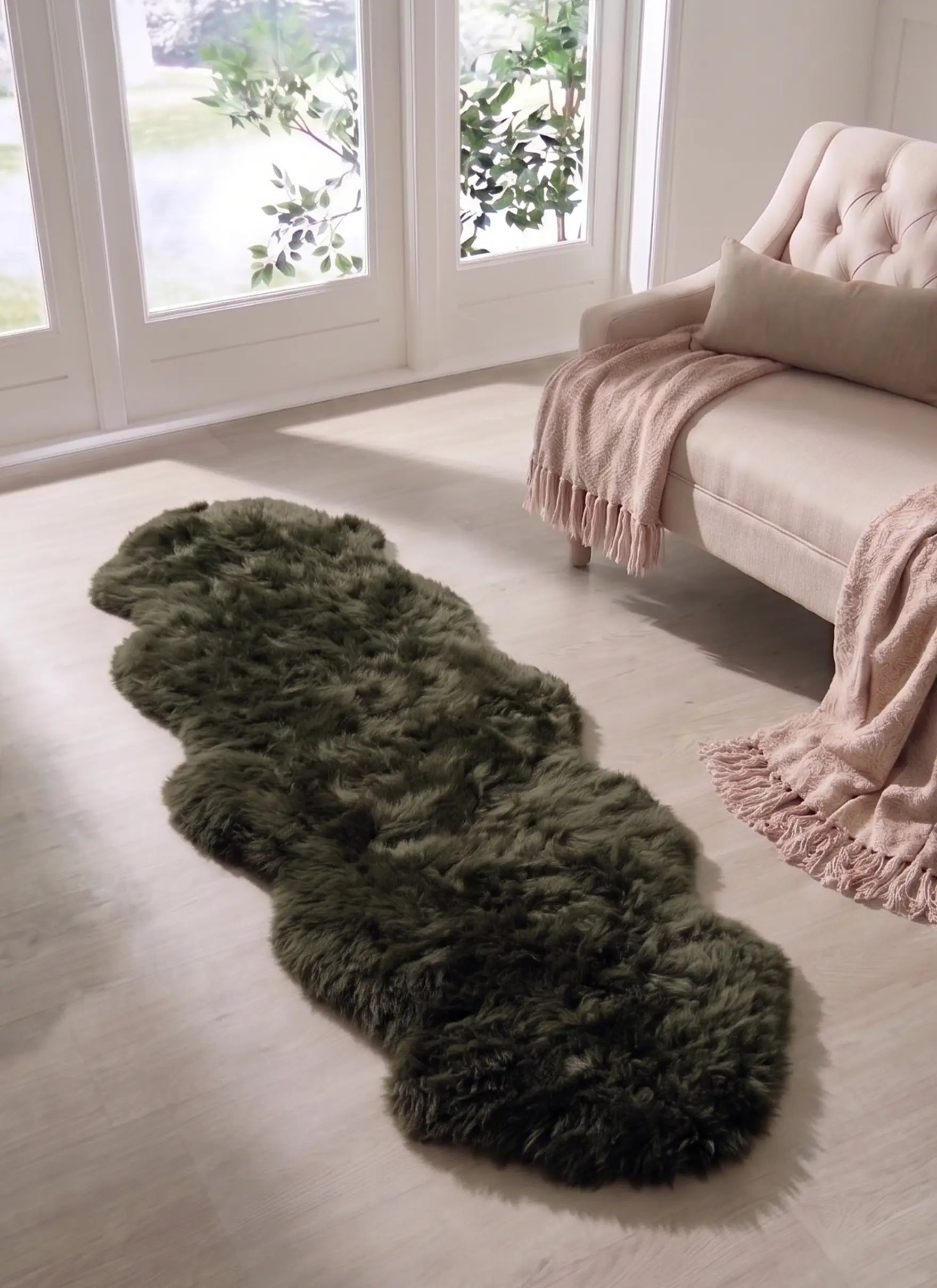Forest Green Double Sheepskin Rug