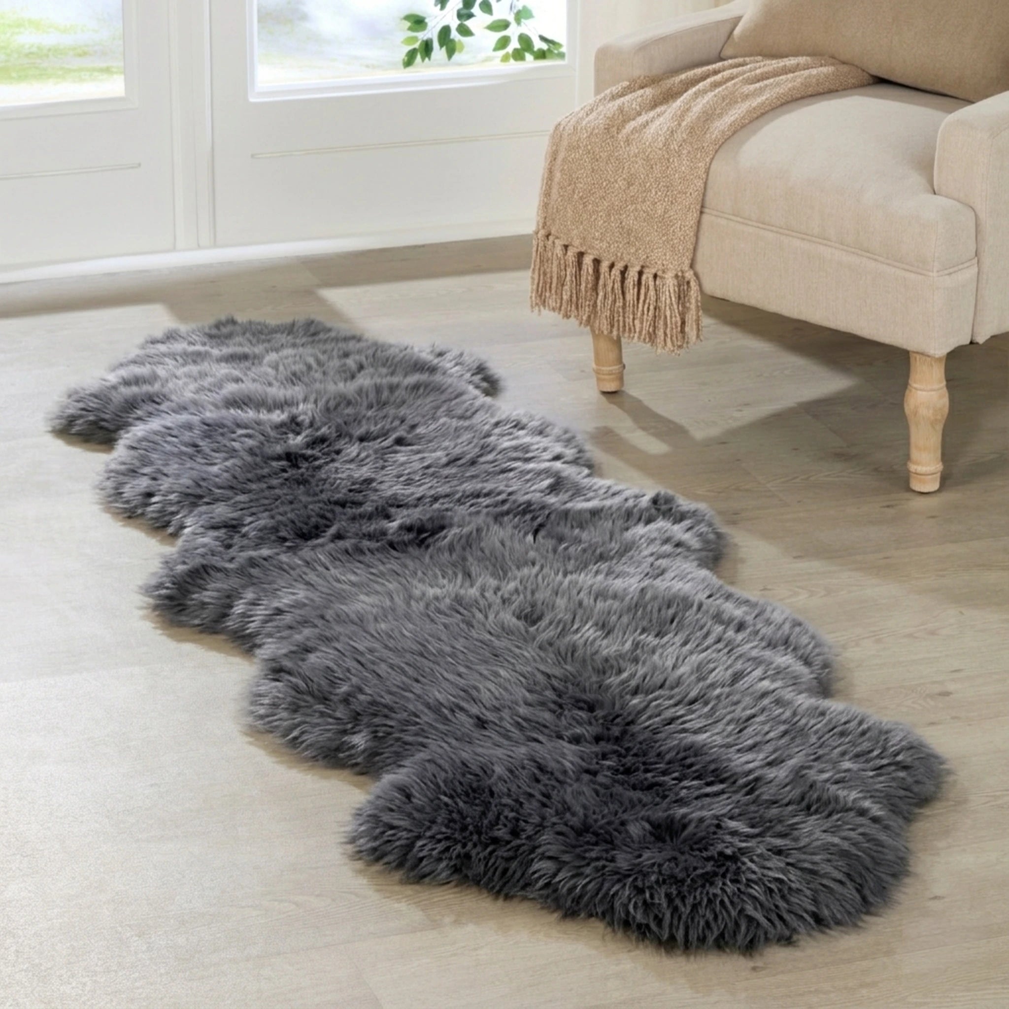 Double Grey Sheepskin Rug