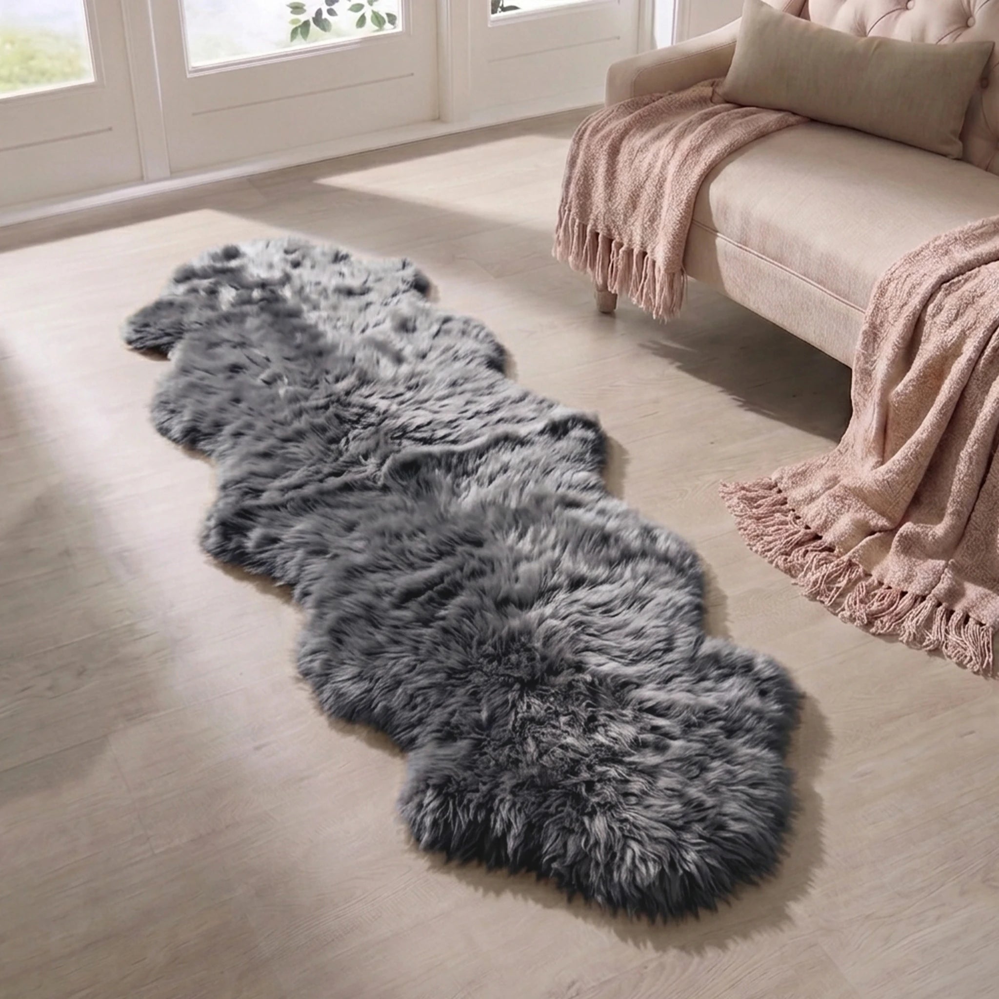 Double Grey Sheepskin Rug