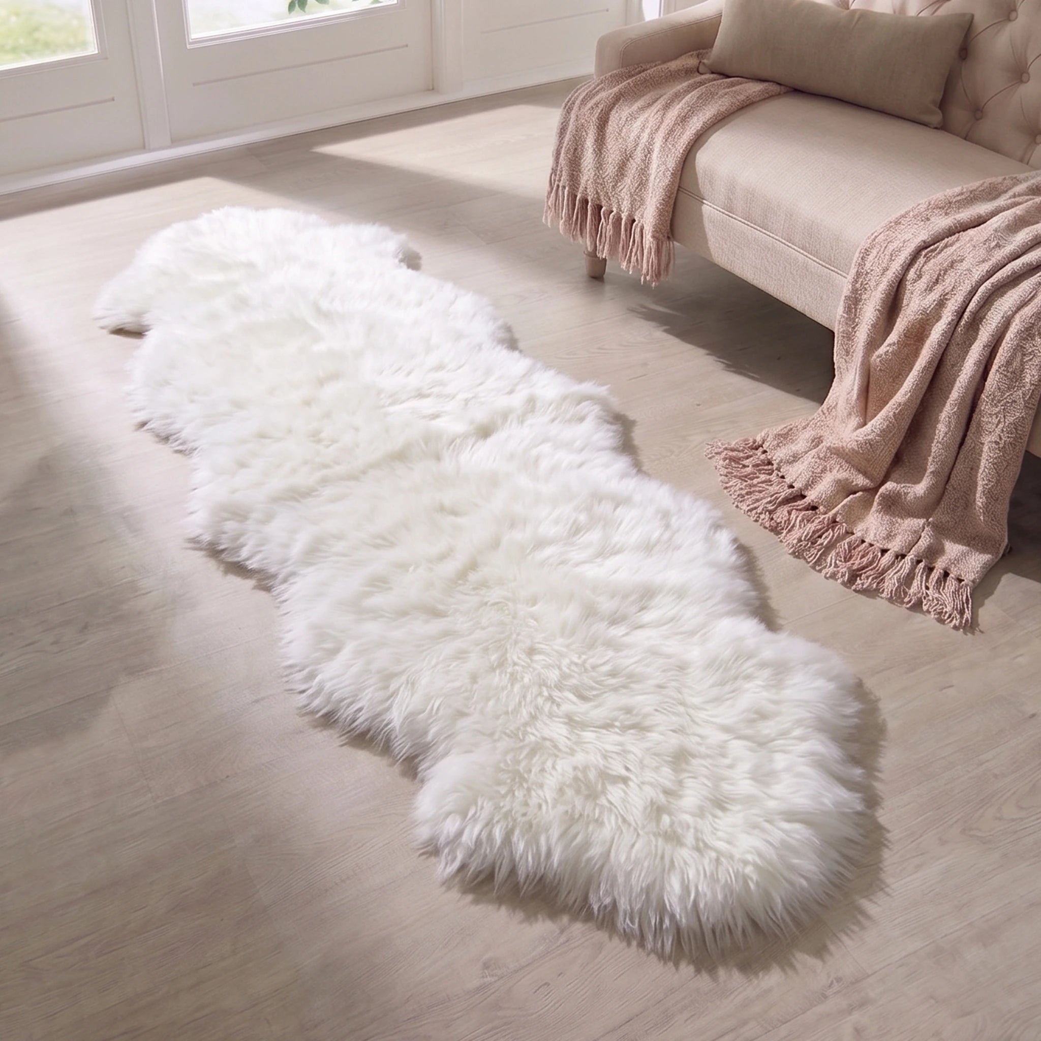 Double Natural White Sheepskin Rug