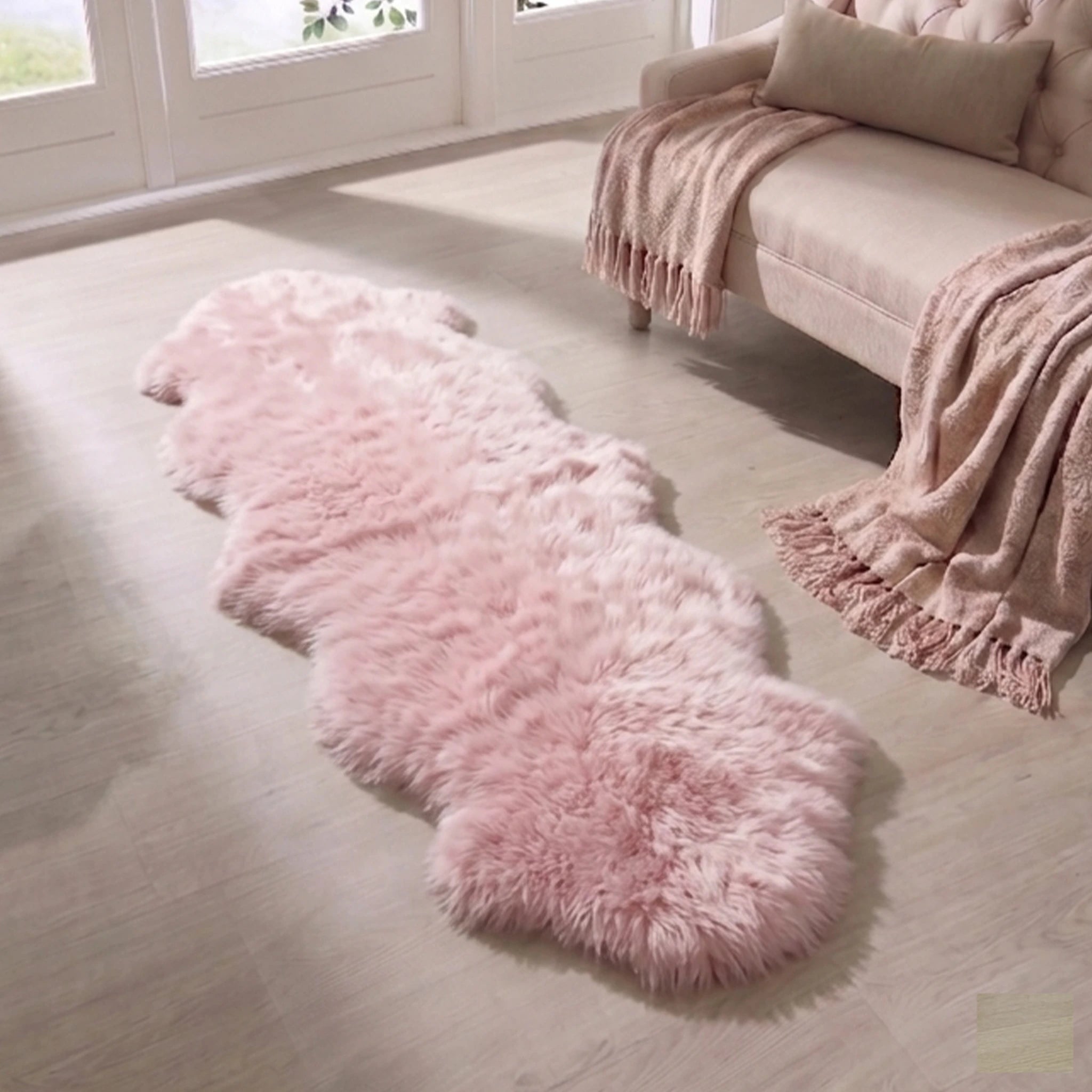 Double Blush Pink Sheepskin Rug