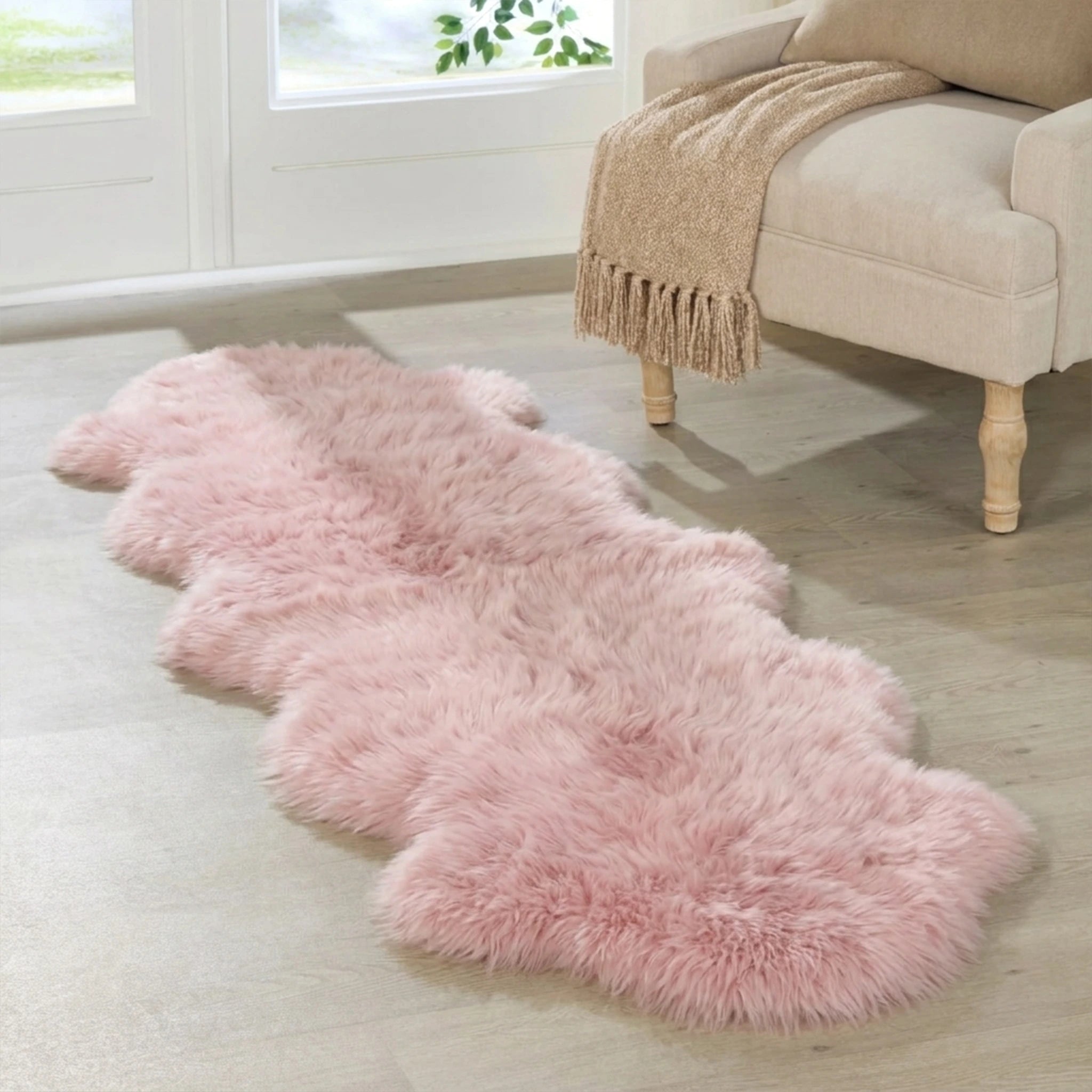 Double Blush Pink Sheepskin Rug