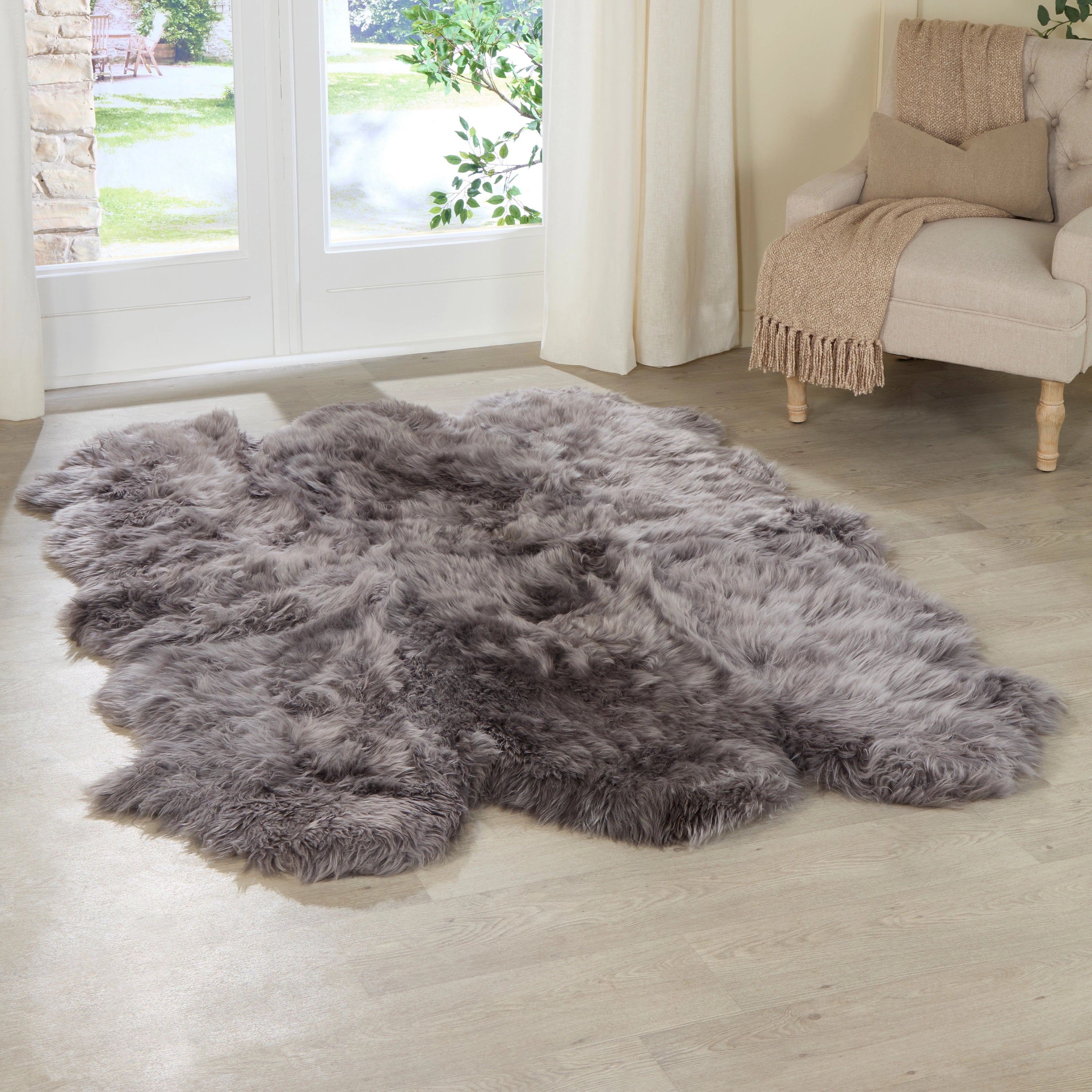 Sextuple Grey Sheepskin Rug