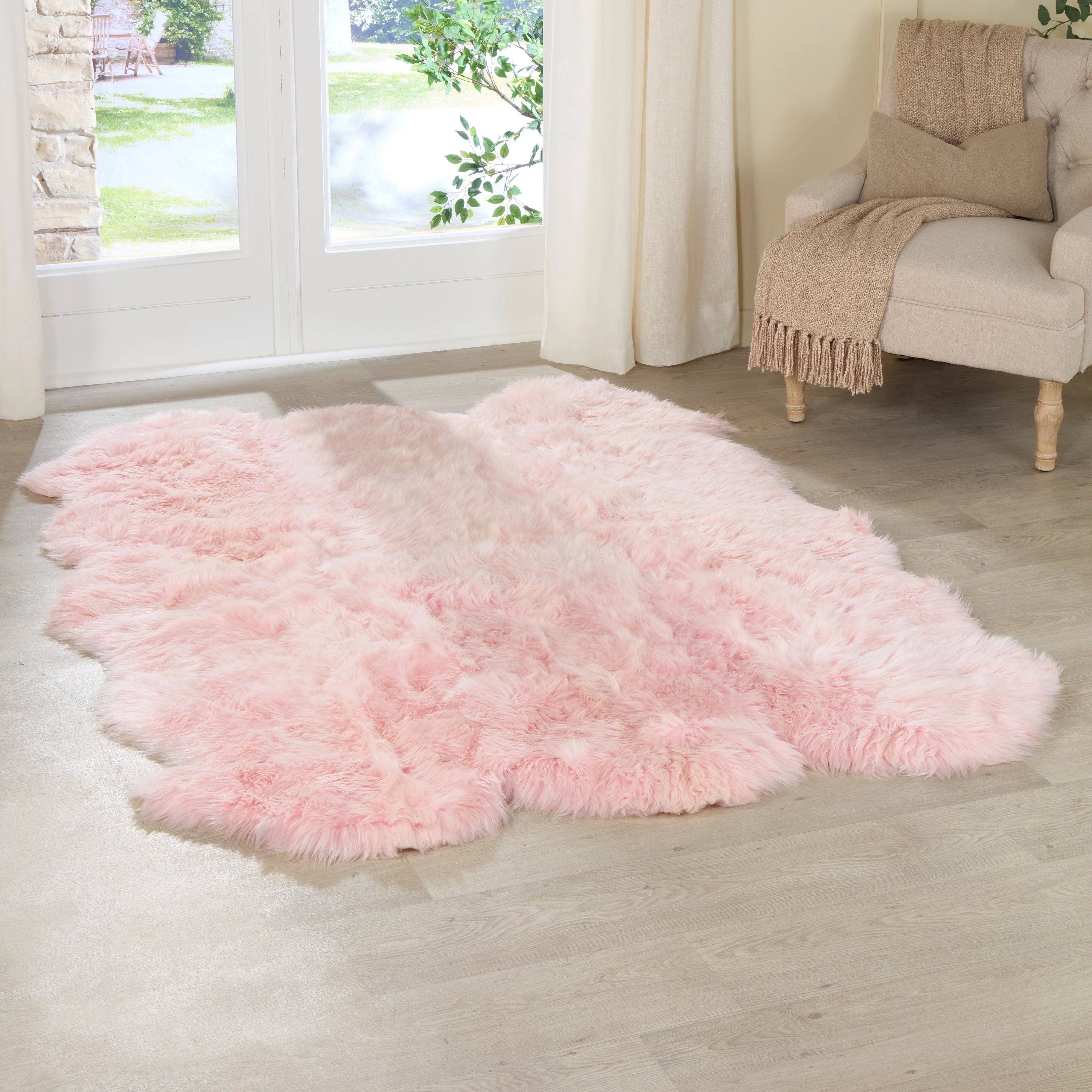 Sextuple Blush Pink Sheepskin Rug