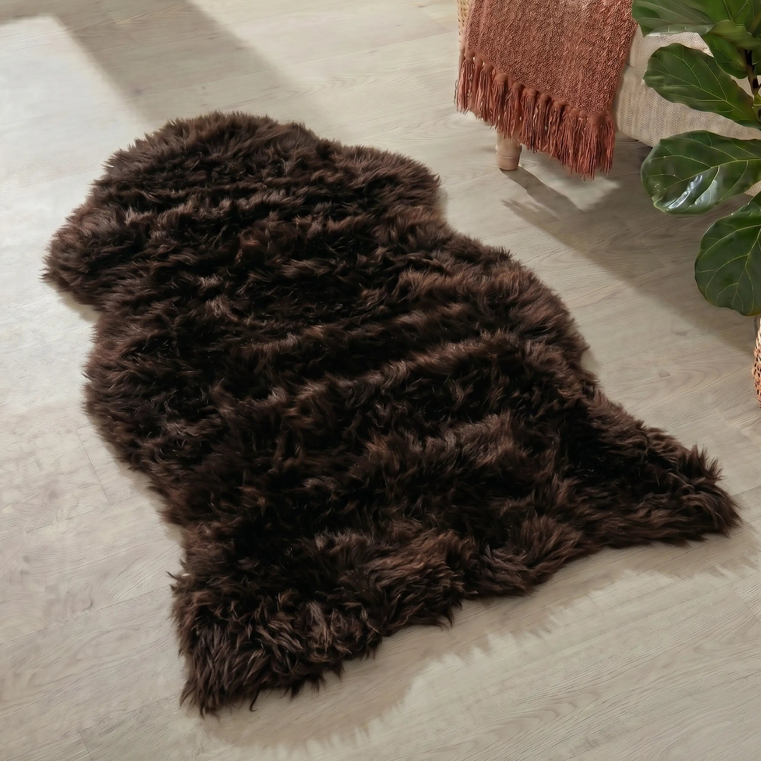 Premium Chocolate Brown Sheepskin Rug
