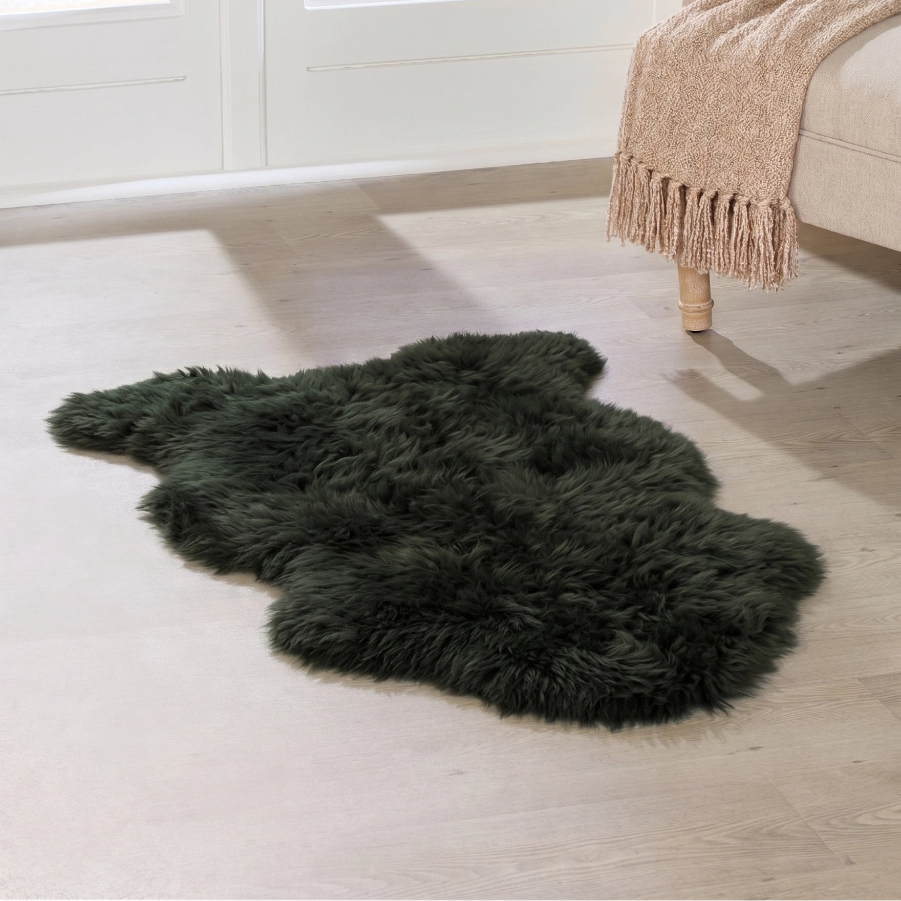 Premium Forest Green Single Sheepskin Rug