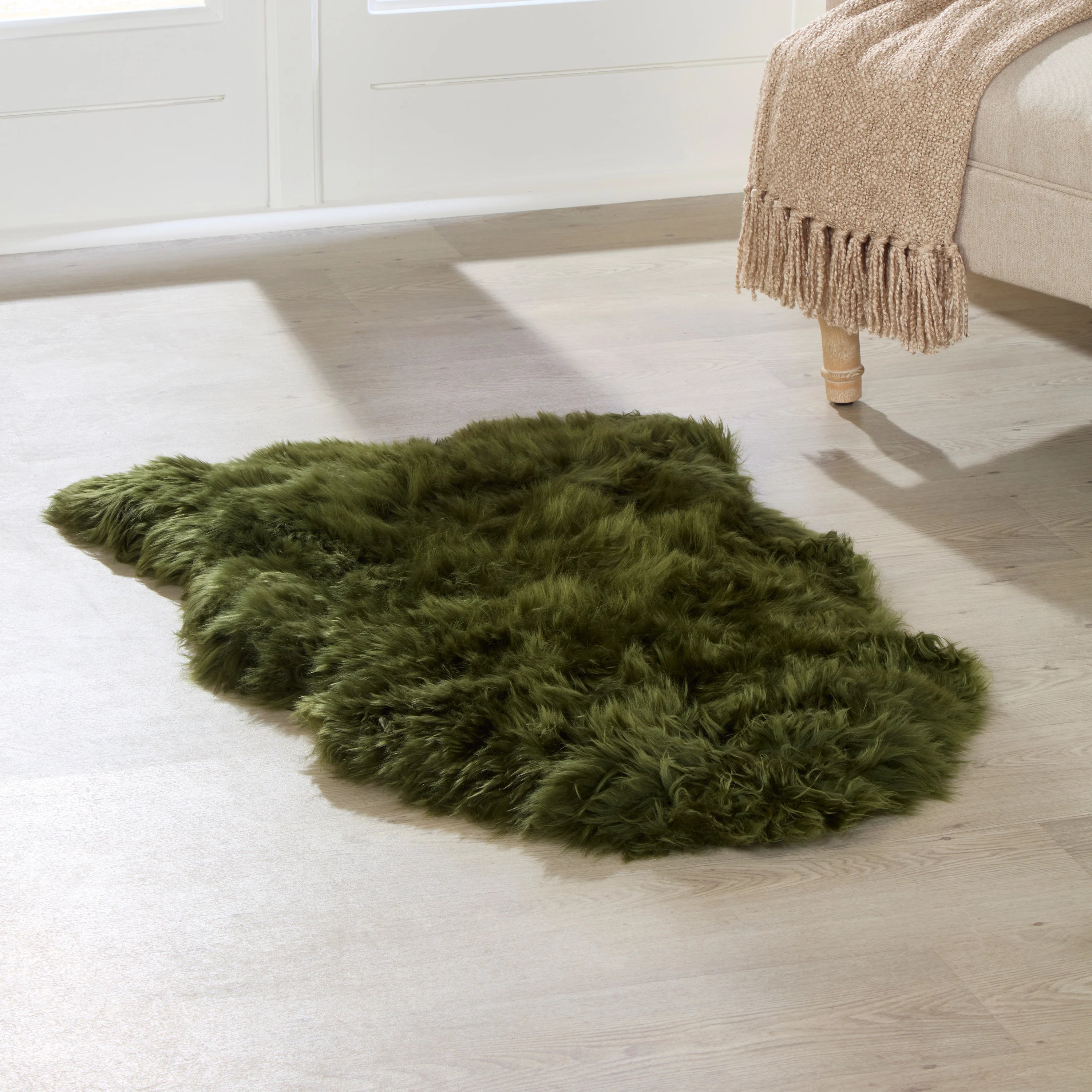 Premium Olive Green Sheepskin Rug