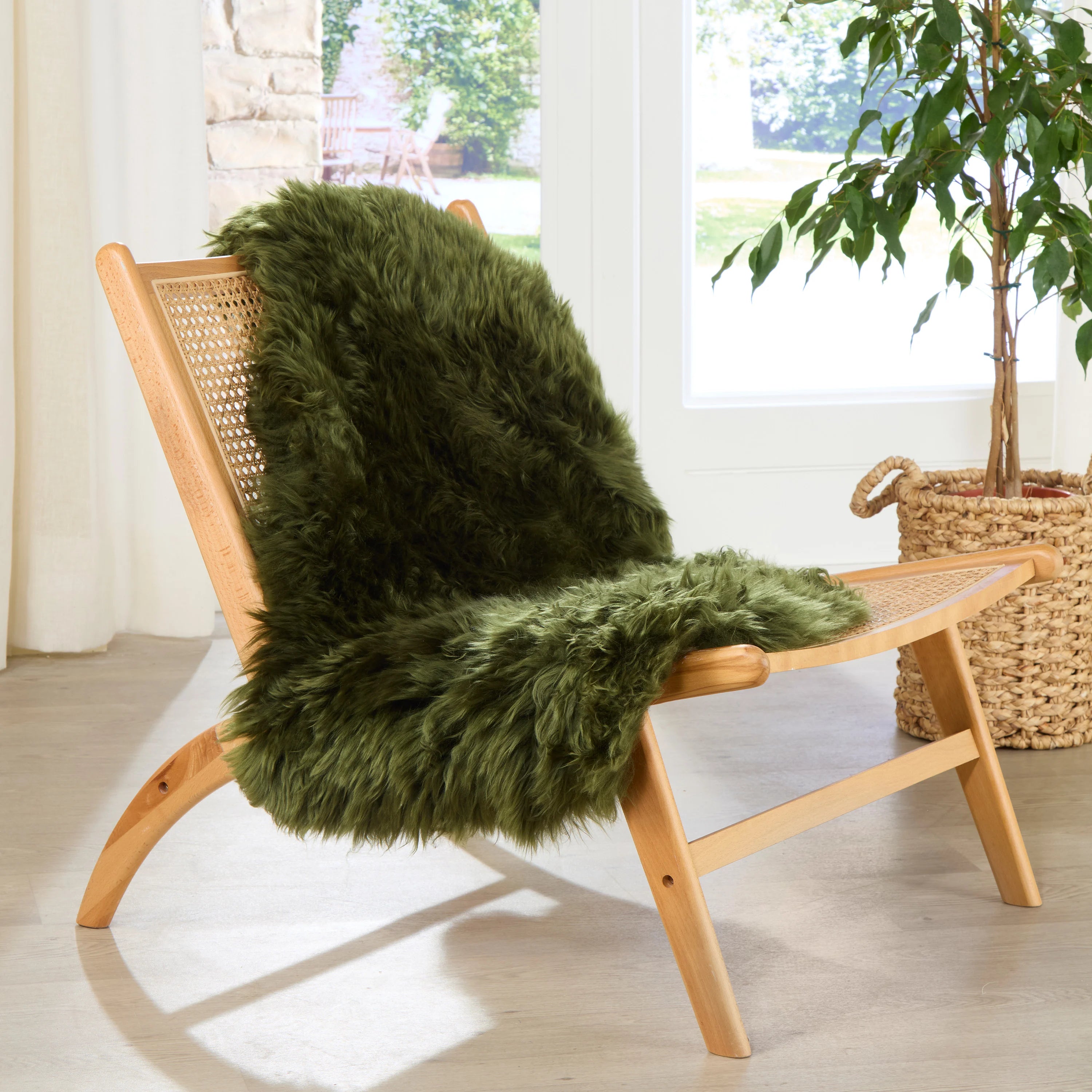 Premium Olive Green Sheepskin Rug