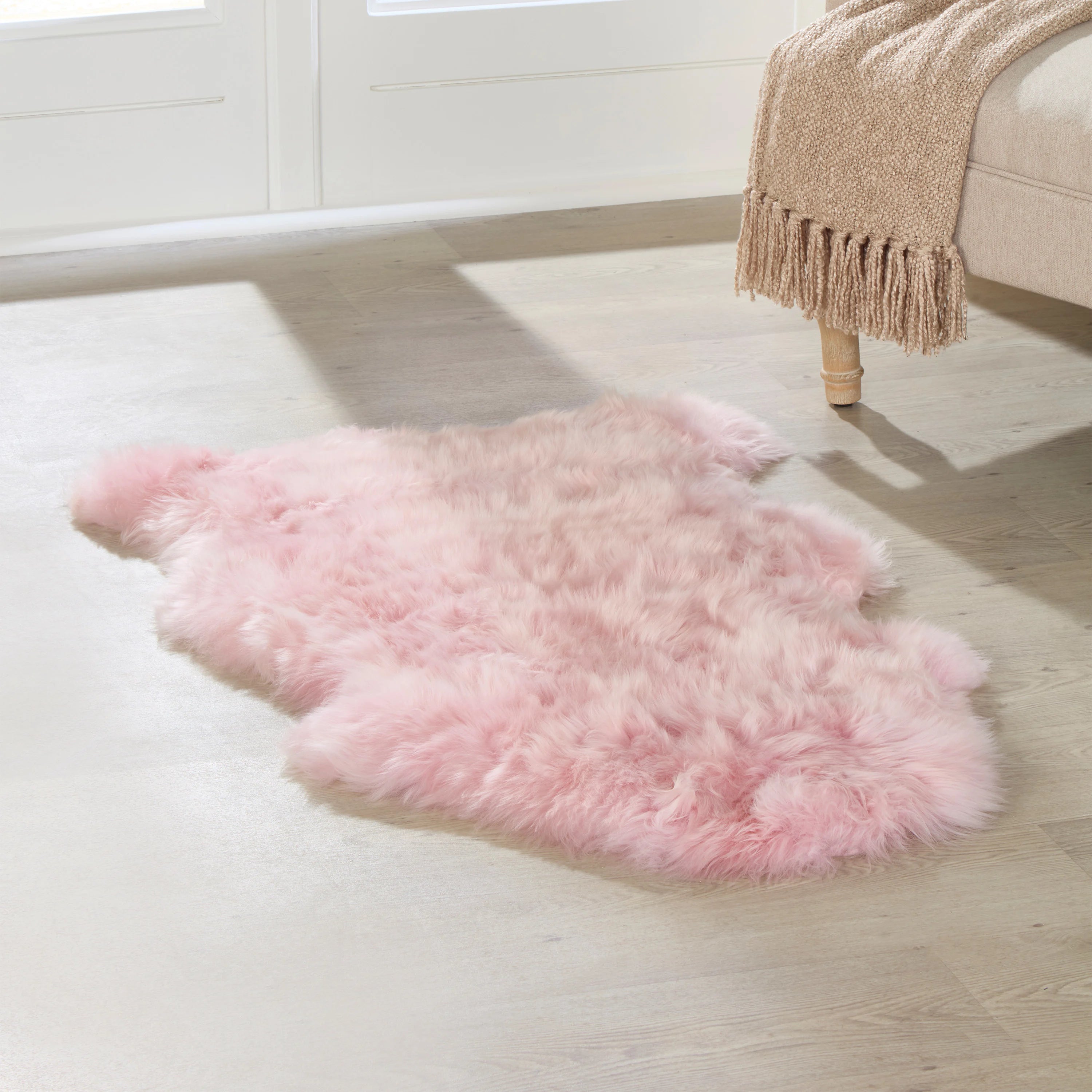Premium Blush Pink Sheepskin Rug