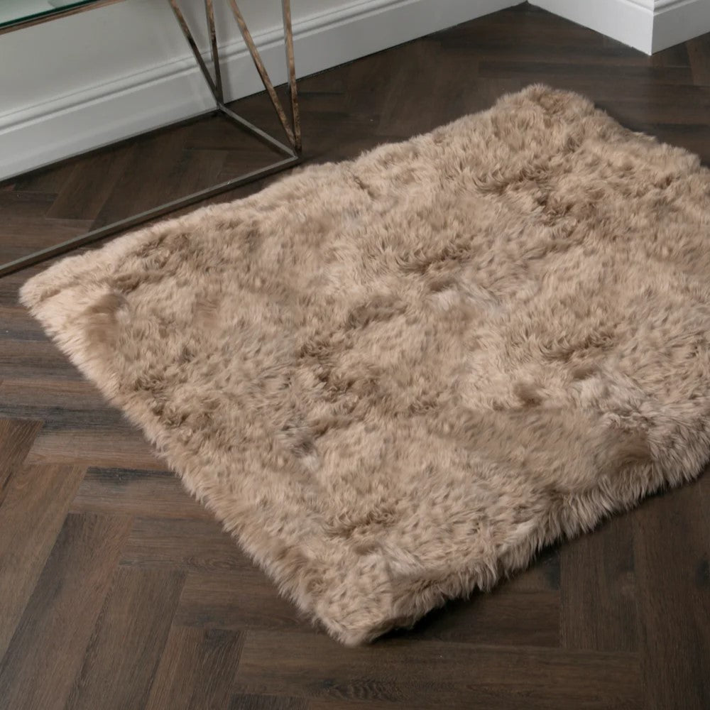 Light Brown Rectangle Sheepskin Rug - 130 x 150cm