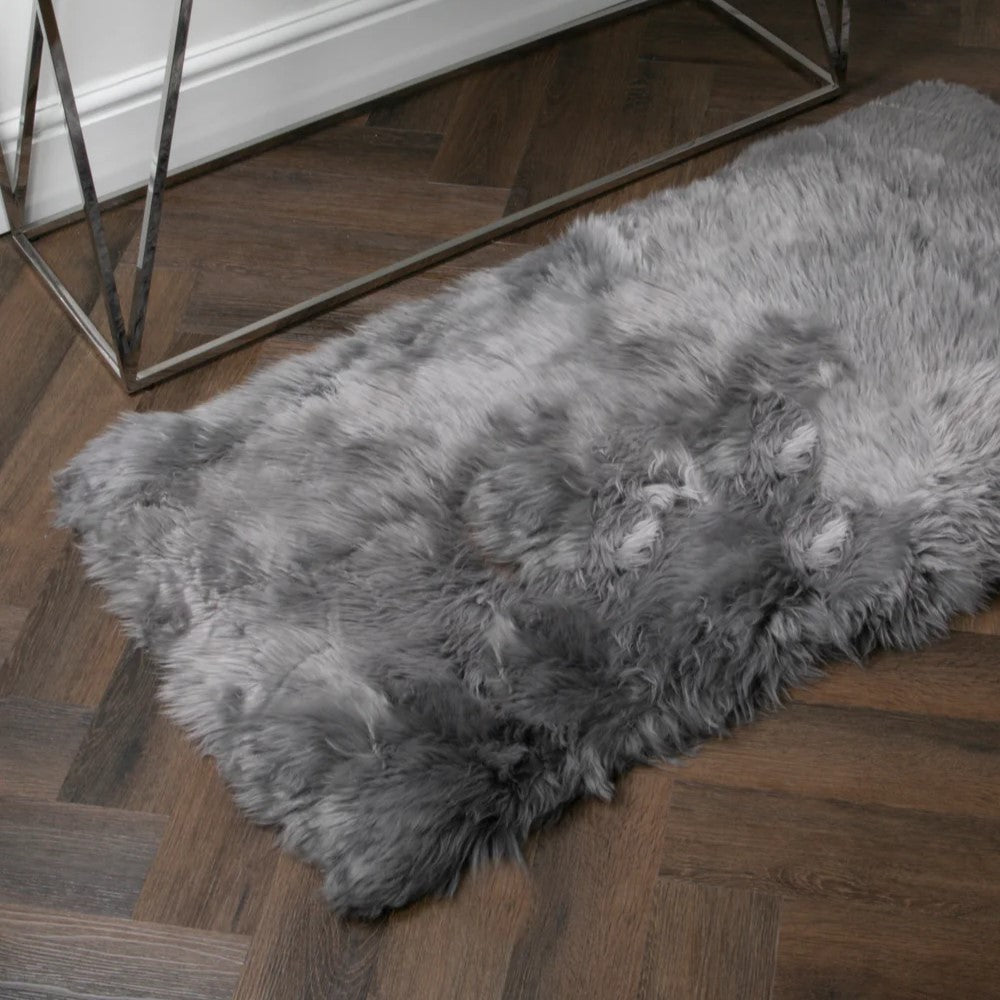 Grey Rectangle Sheepskin Rug - 70 x 140cm