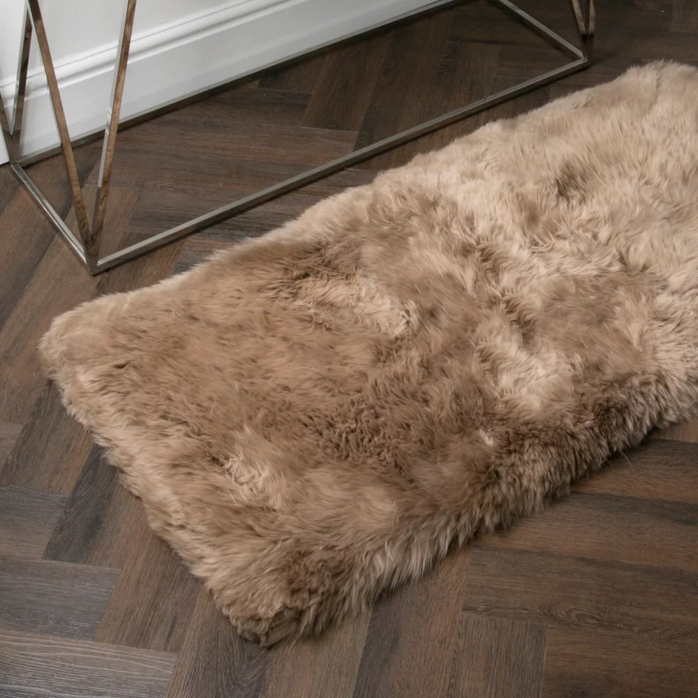 Light Brown Rectangle Sheepskin Rug - 70 x 140cm