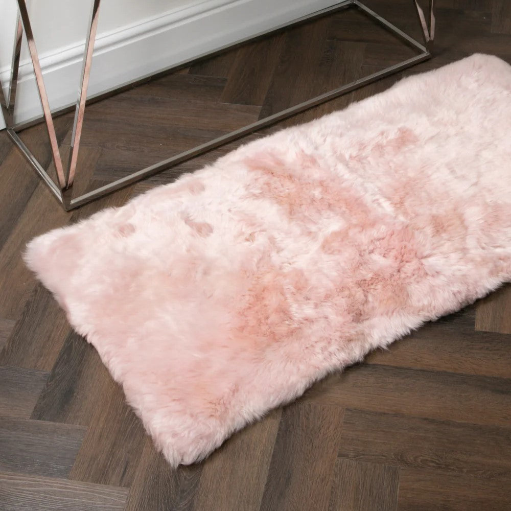 Pink Rectangle Sheepskin Rug - 70 x 140cm